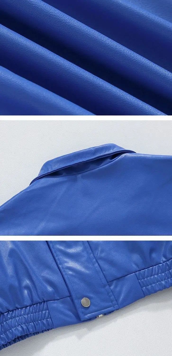 Japanese Brand × Vintage Vintage Streetwear Blue PU Leather Jacket Size US L / EU 52-54 / 3 - 7 Thumbnail