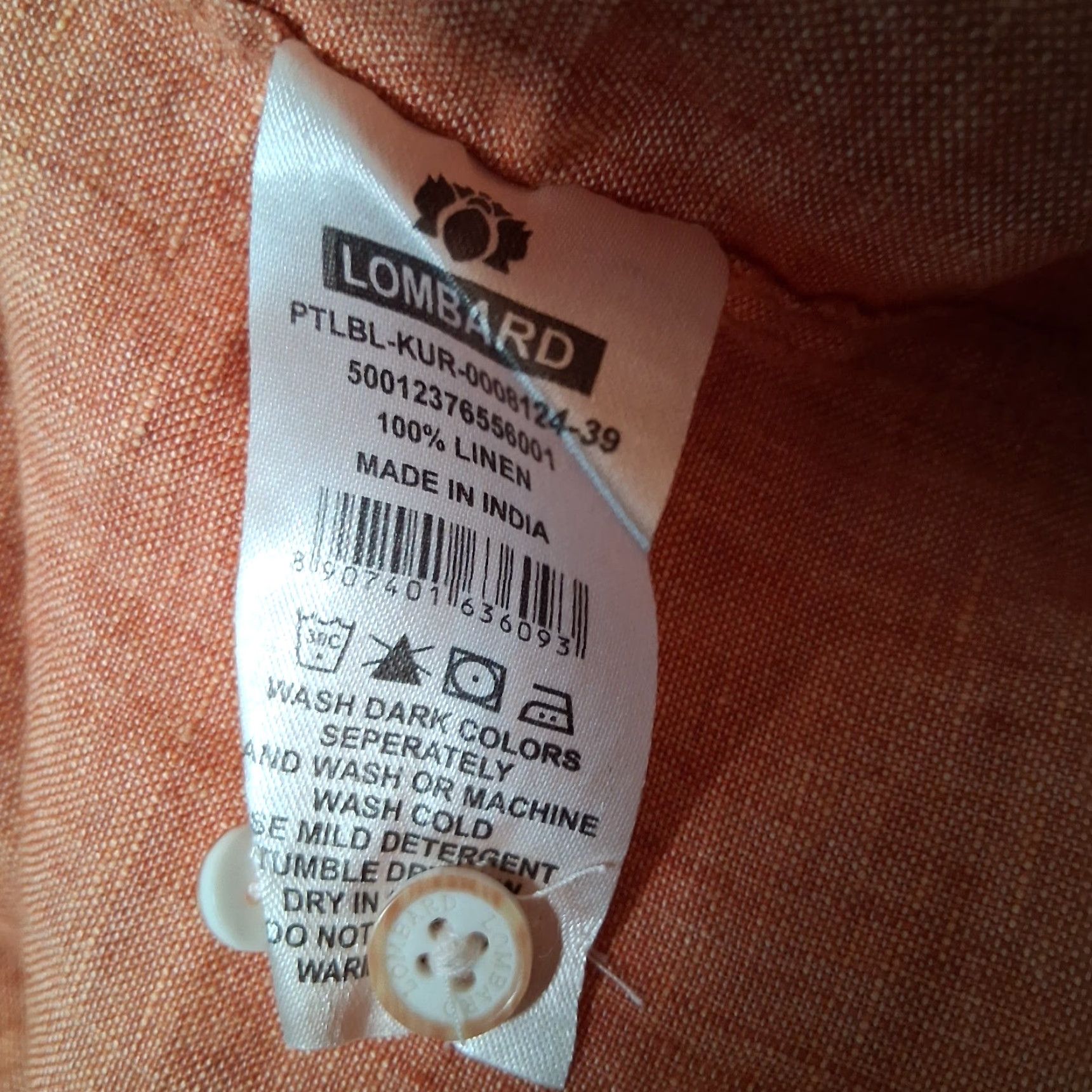 Vintage LOmbard Linen Shirt Men M Salmon Orange Button-Up Collared Long Sleeve Casual Workwear Size US M / EU 48-50 / 2 - 5 Thumbnail
