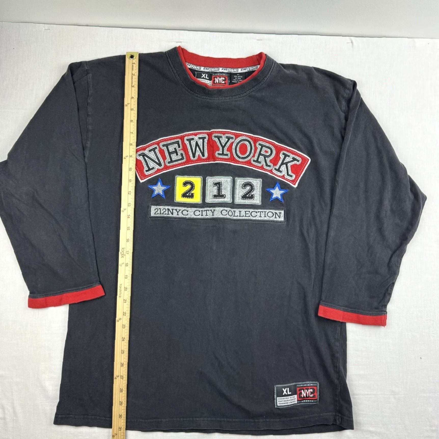 Vintage VINTAGE 212 NYC Shirt Adult XL Black Grunge Y2K Long Sleeve Crew Neck Mens Size US XL / EU 56 / 4 - 5 Thumbnail