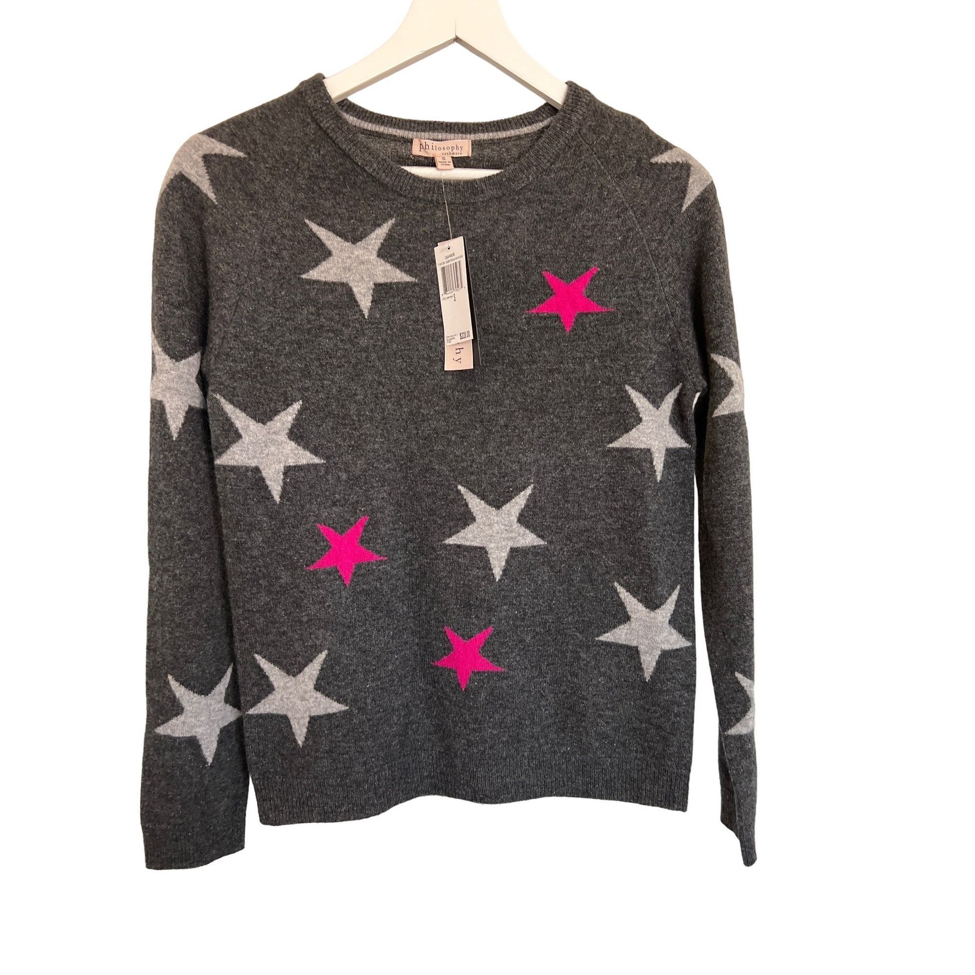 Other Philosophy Cashmere Heather Charcoal Star Print Sweater Size S / US 4 / IT 40 - 4 Thumbnail