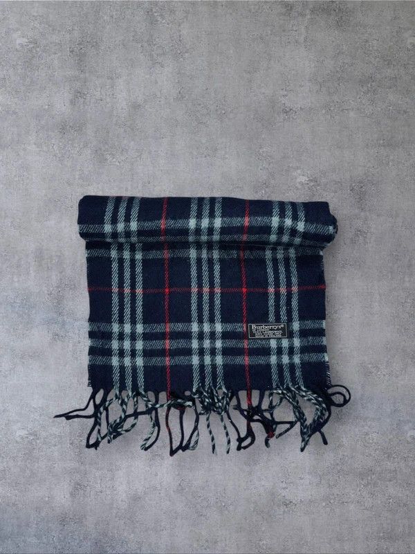 Burberry Vintage szalik Burberry full pattern granatowy wełniany Size ONE SIZE - 1 Thumbnail
