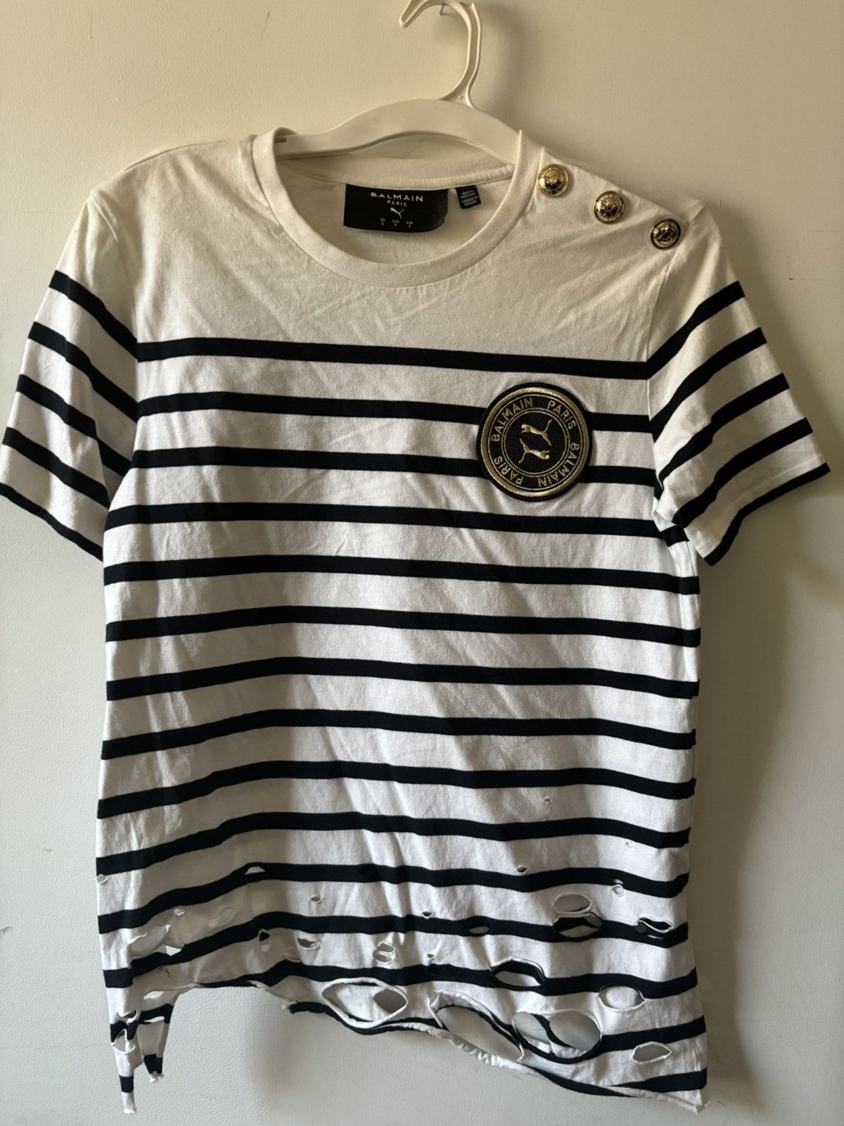 Balmain x puma distressed tee shirt
