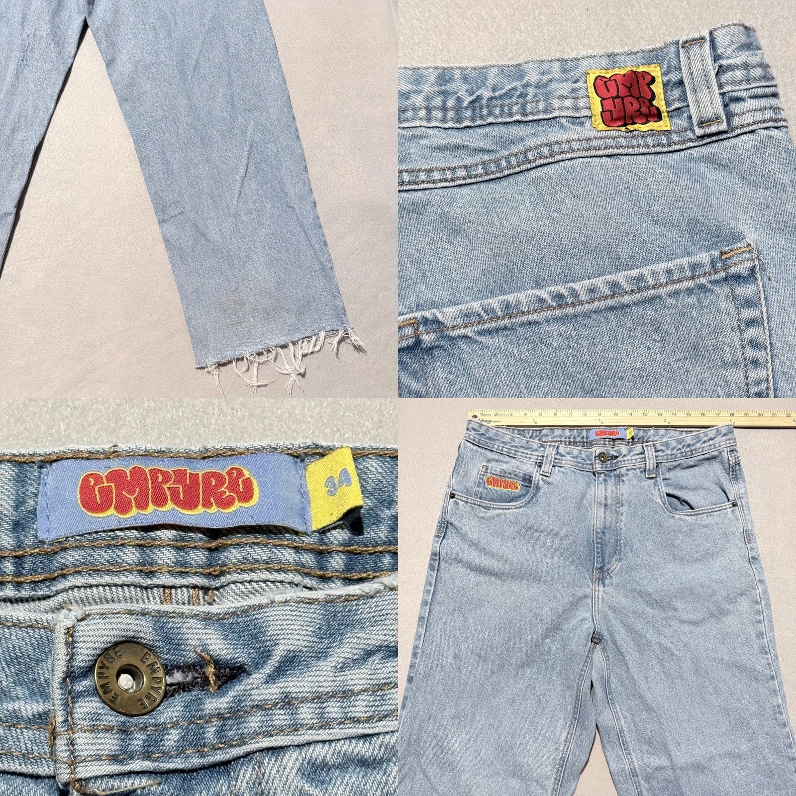 Empyre Empyre Jeans Men's Light Blue Denim 5-Pocket 36x27 Straight Relaxed Skate Jeans Size US 36 / EU 52 - 8 Thumbnail