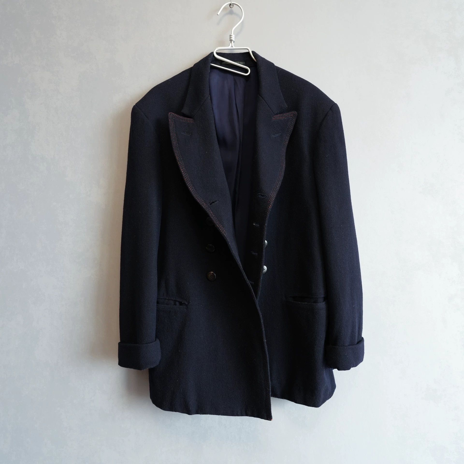 Yohji Yamamoto Yohji Yamamoto 88AW J40 Red/Black Stitch DB Jacket S Size US S / EU 44-46 / 1 - 2 Thumbnail