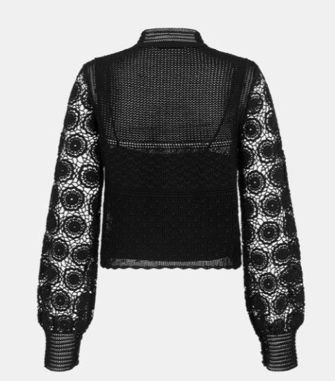 Dior o1w1db10924 Crochet-Effect Sweater in Black Size XL / US 12-14 / IT 48-50 - 2 Thumbnail