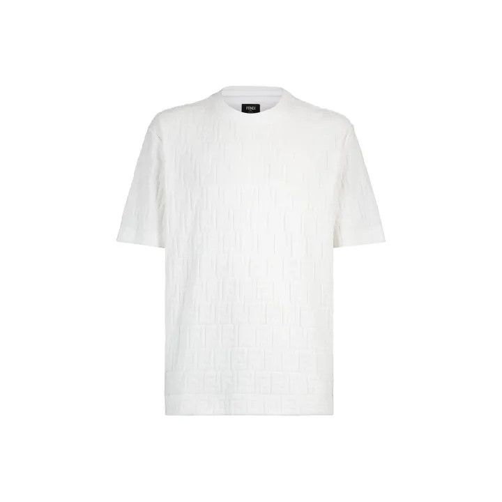 Fendi Fendi Men's Short Sleeve T-Shirt in White 0079 Size US L / EU 52-54 / 3 - 1 Thumbnail