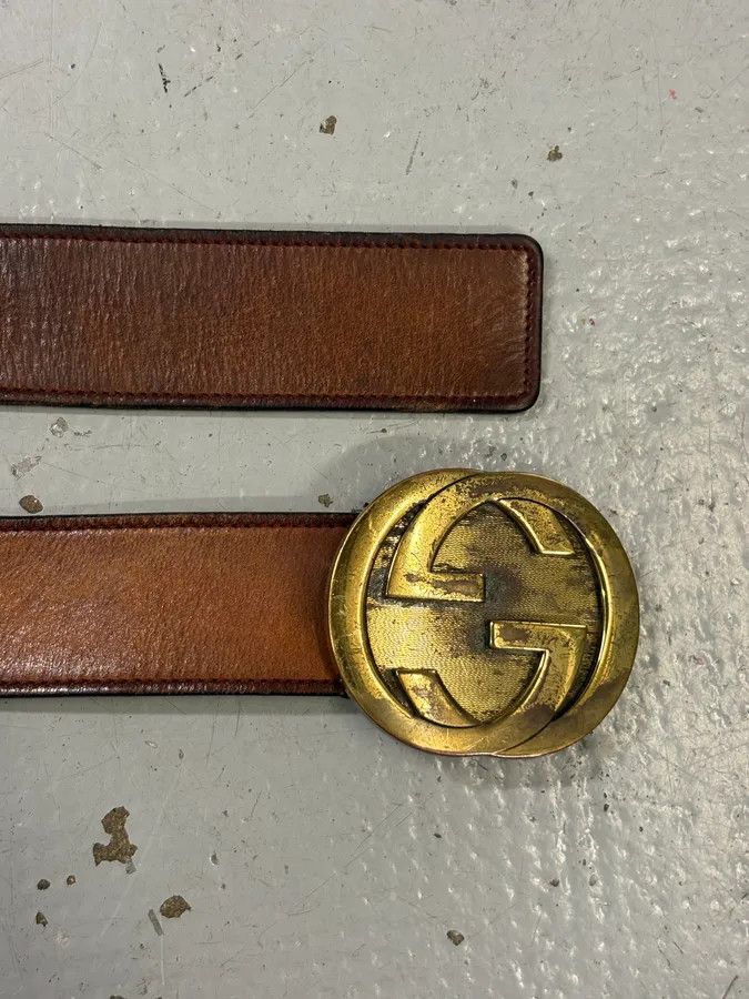 Gucci 2000s Gucci Brown Leather Propaganda belt by Tom Ford Size ONE SIZE - 4 Thumbnail