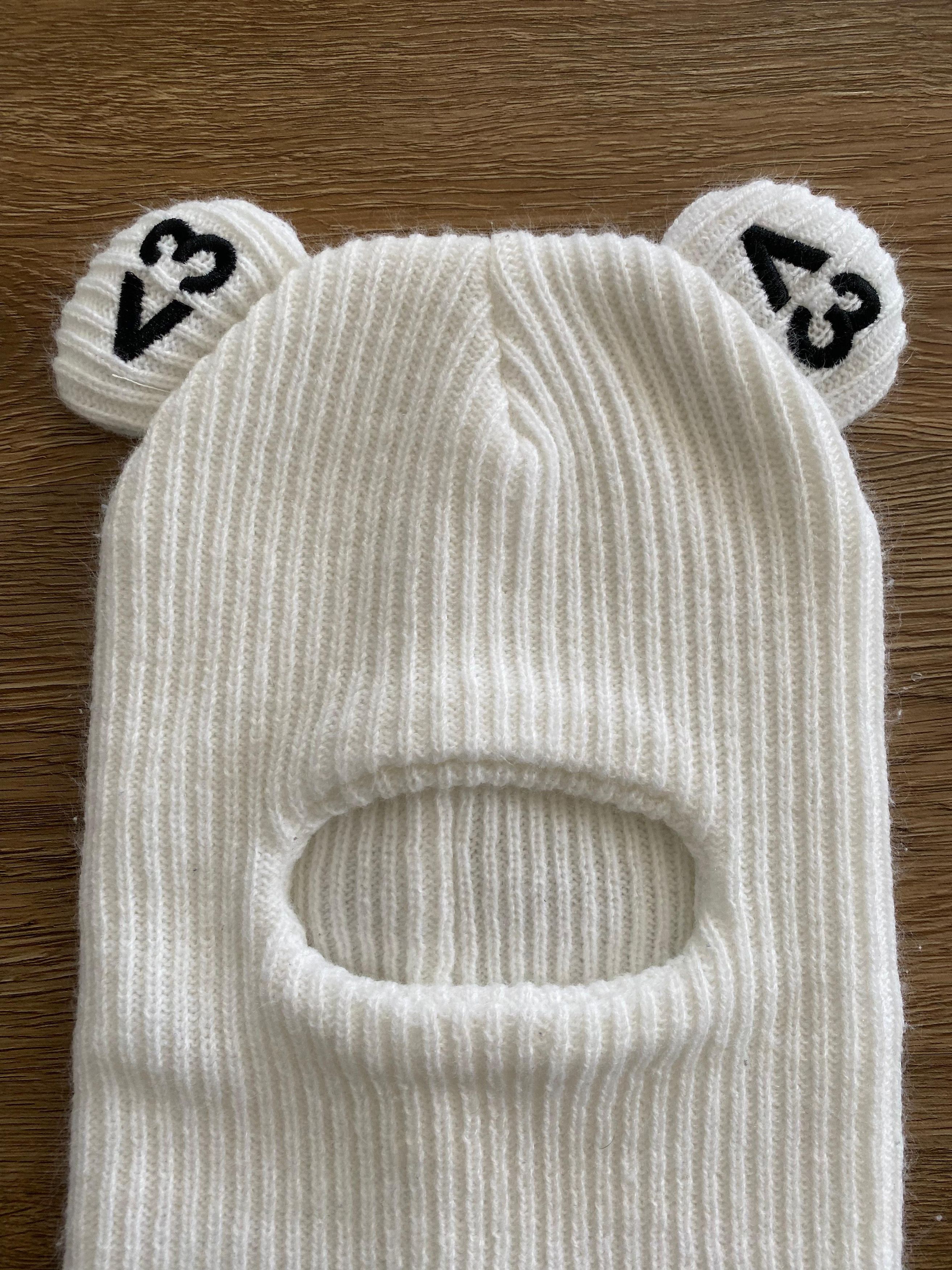 Other Box Boys Retro Hearts Bear Hat – White Embroidered Balaclava Size ONE SIZE - 2 Thumbnail