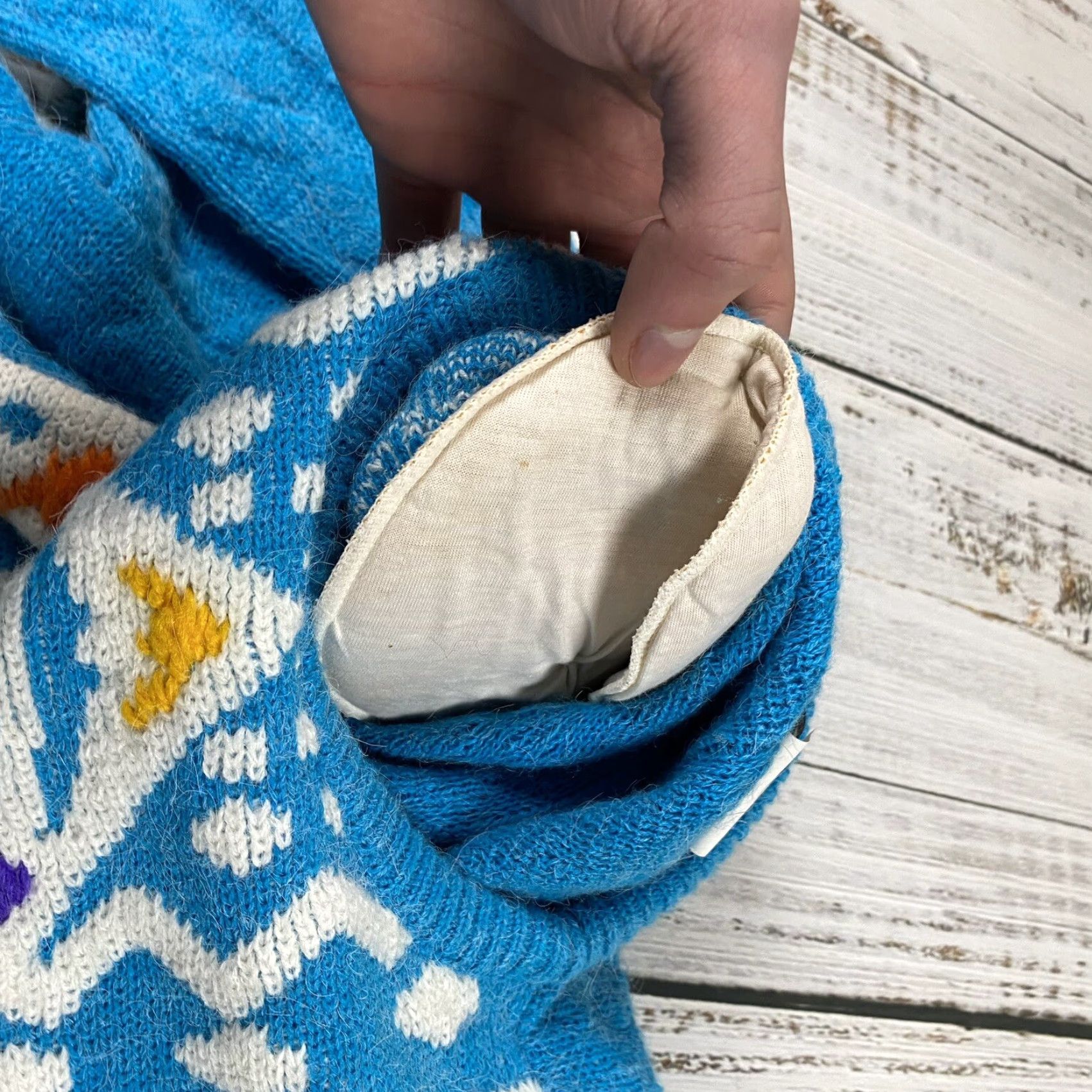 Vintage VINTAGE Kitty Hawk Vivian Wang Hand Knit Sweater Women L Acrylic Nylon Blue 80s 90s Pullover Mock Neck Size L / US 10 / IT 46 - 6 Thumbnail