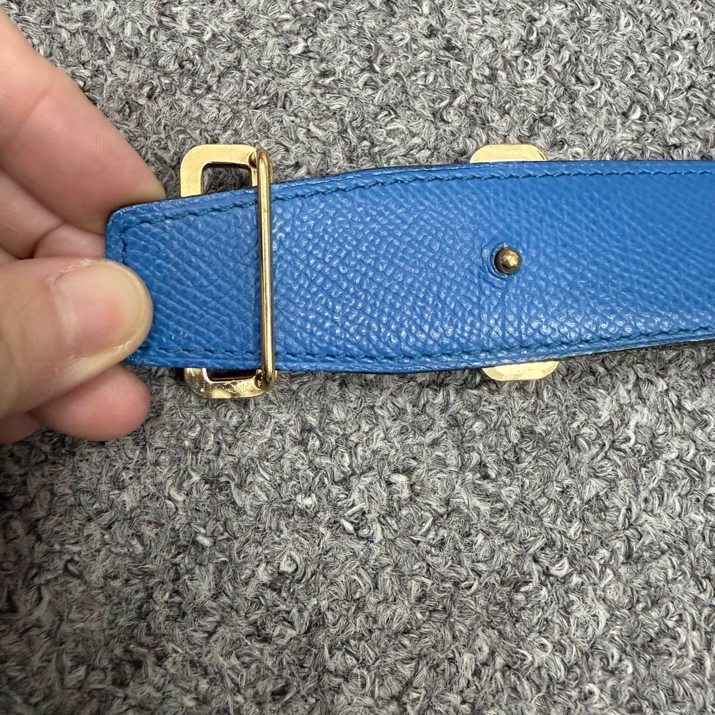 Hermes Hermes gold buckle blue/brown belt 90cm 99 new Size 40 - 3 Thumbnail