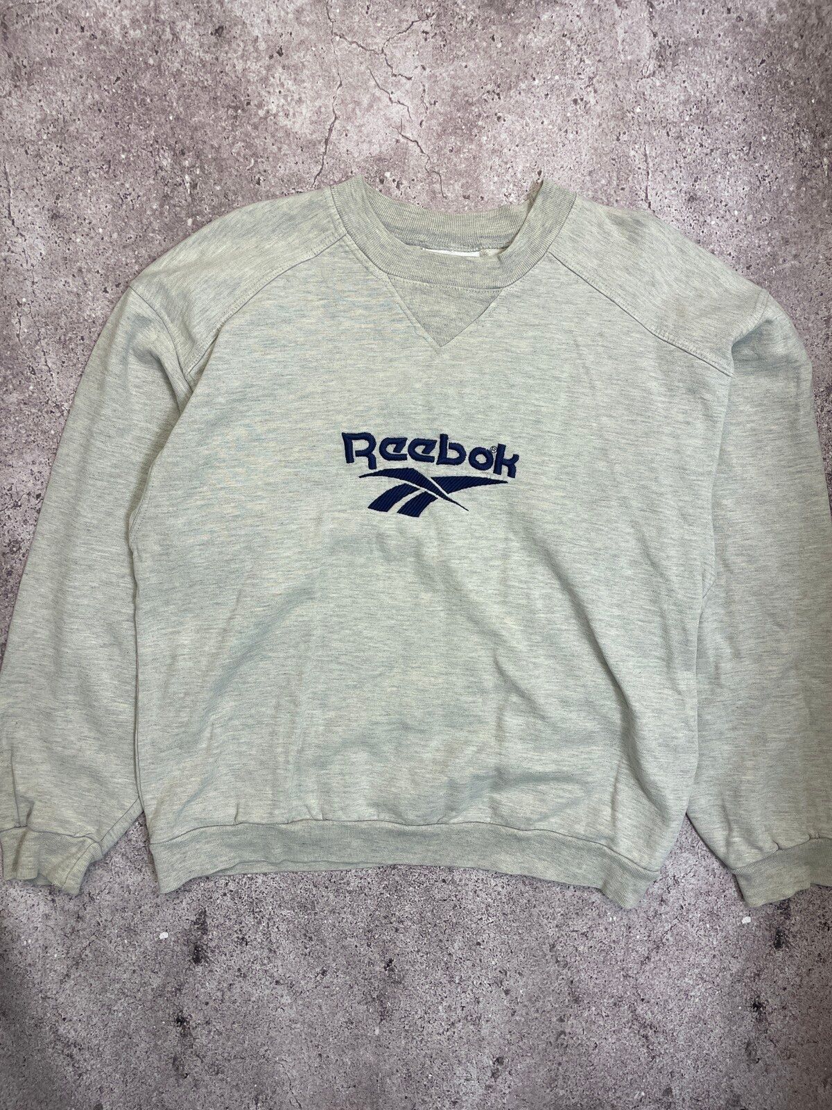 Pre-owned Reebok X Vintage Reebok Vintage Big Logo Center Sweatshirt In Grey