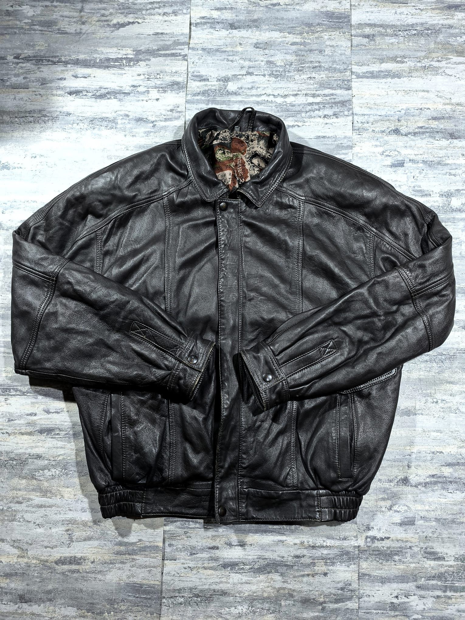 Vintage vintage boxy real leather bomber jacket oversize Size US L / EU 52-54 / 3 - 1 Thumbnail