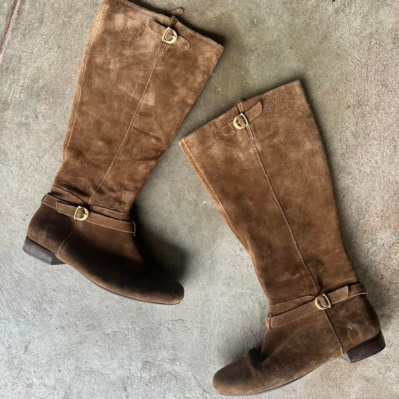Other Western Suede Knee High Brown Leather Boots Size US 9 / IT 39 - 1 Thumbnail