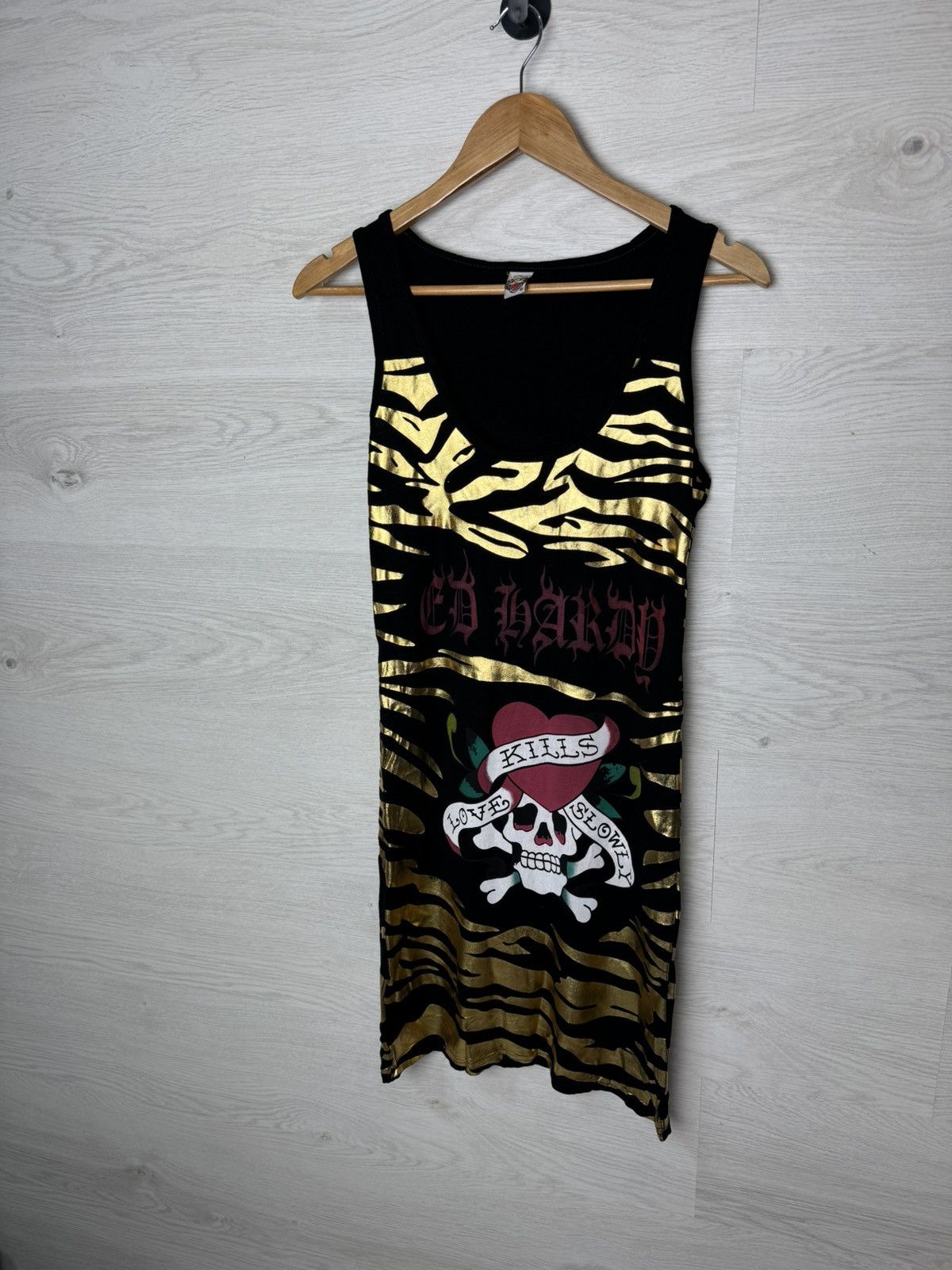 Ed Hardy Ed Hardy Dress Gold Zebra Skull Graphic Size M / US 6-8 / IT 42-44 - 1 Thumbnail