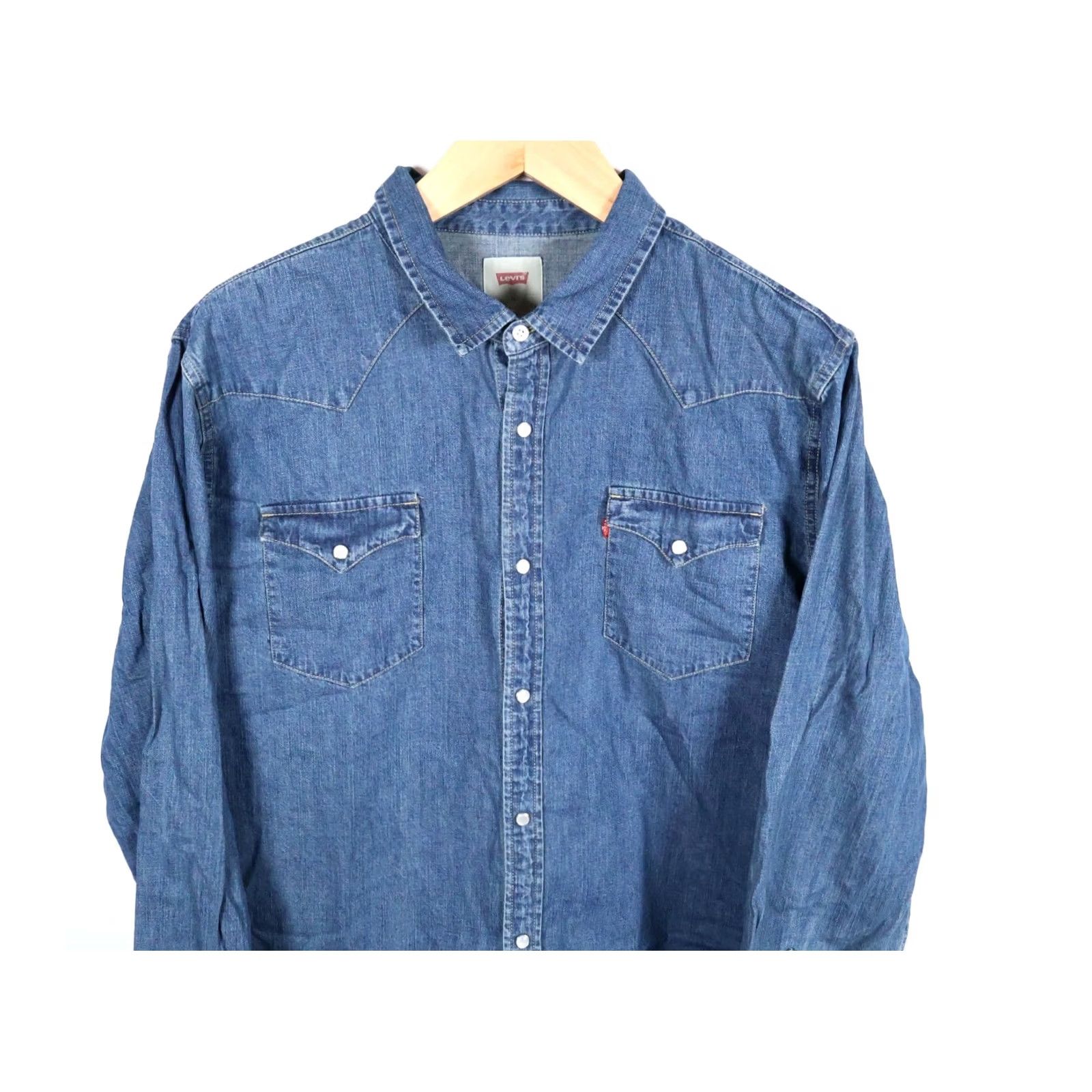 Levi's Levi's Denim Western Shirt Men's 2XL Blue Pearl Snap Shirt Rockabilly Cowboy Size US XXL / EU 58 / 5 - 4 Thumbnail