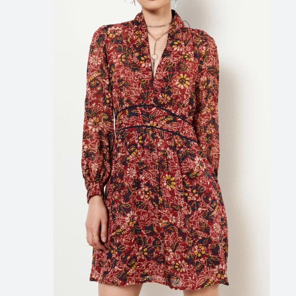 ba&sh BA&SH Giani Floral Printed Mini Dress in Red Size XS Size XS / US 0-2 / IT 36-38 - 3 Thumbnail