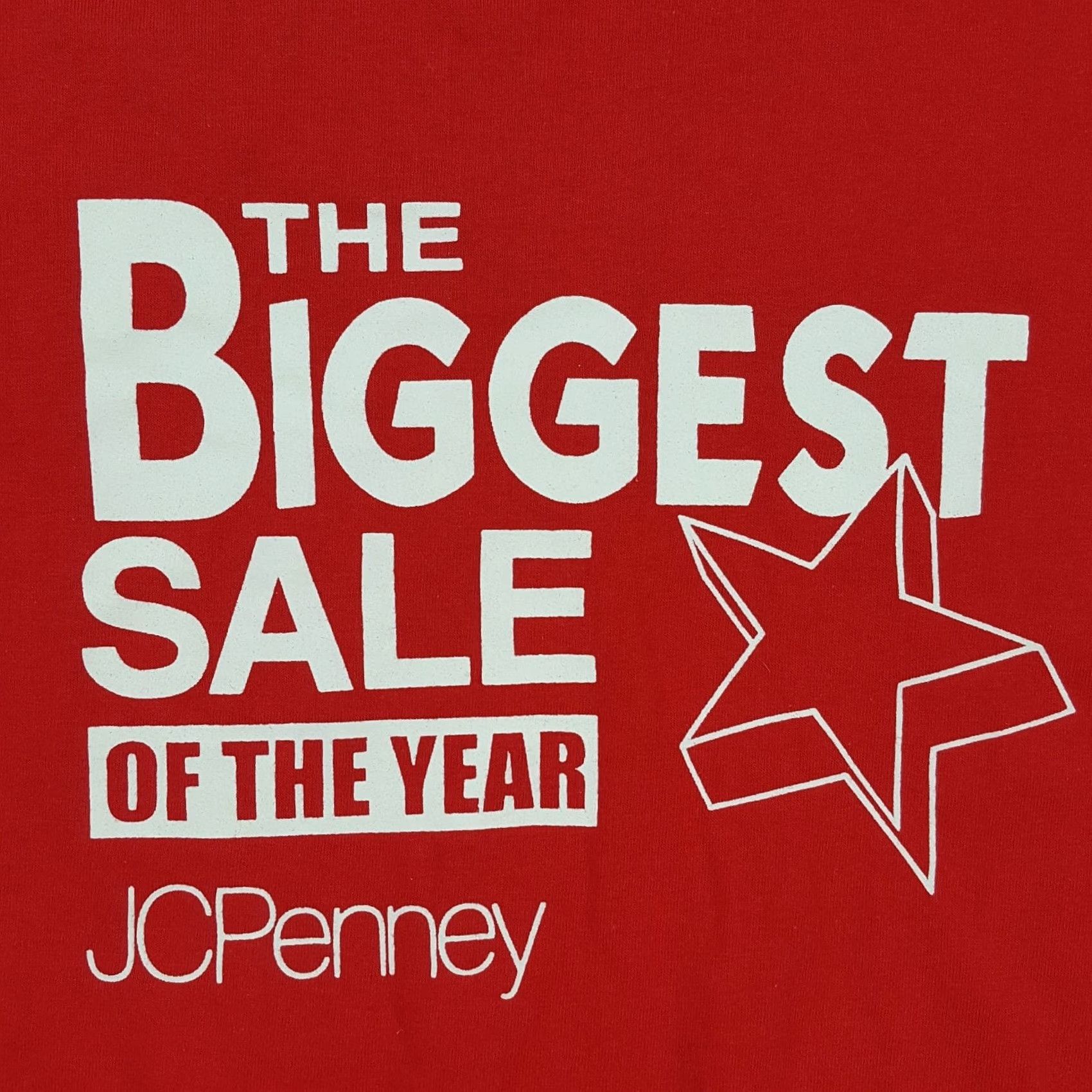 Hanes VINTAGE JCPenney Big Sale Promo Size L Red Single Stitch Red Retro T Shirt Mens Shirts Red 90s Cartoon Graphic Print Hanes Vintage T-Shirt Size US L / EU 52-54 / 3 - 3 Thumbnail