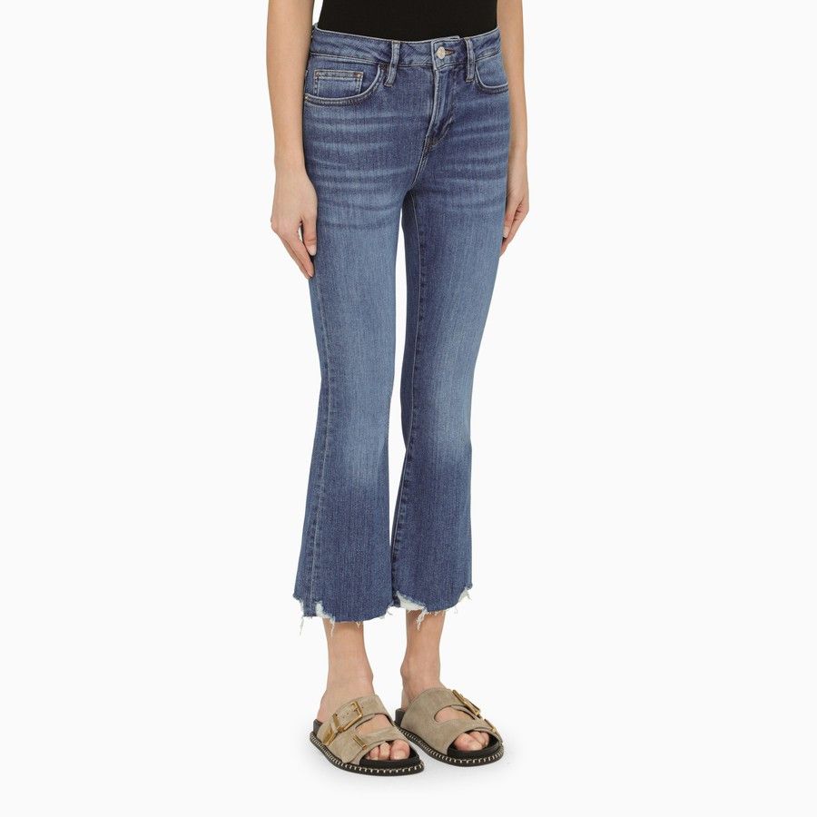 Frame o1d2blof0824 Denim Cropped Jeans in Blue Size 31" - 3 Thumbnail