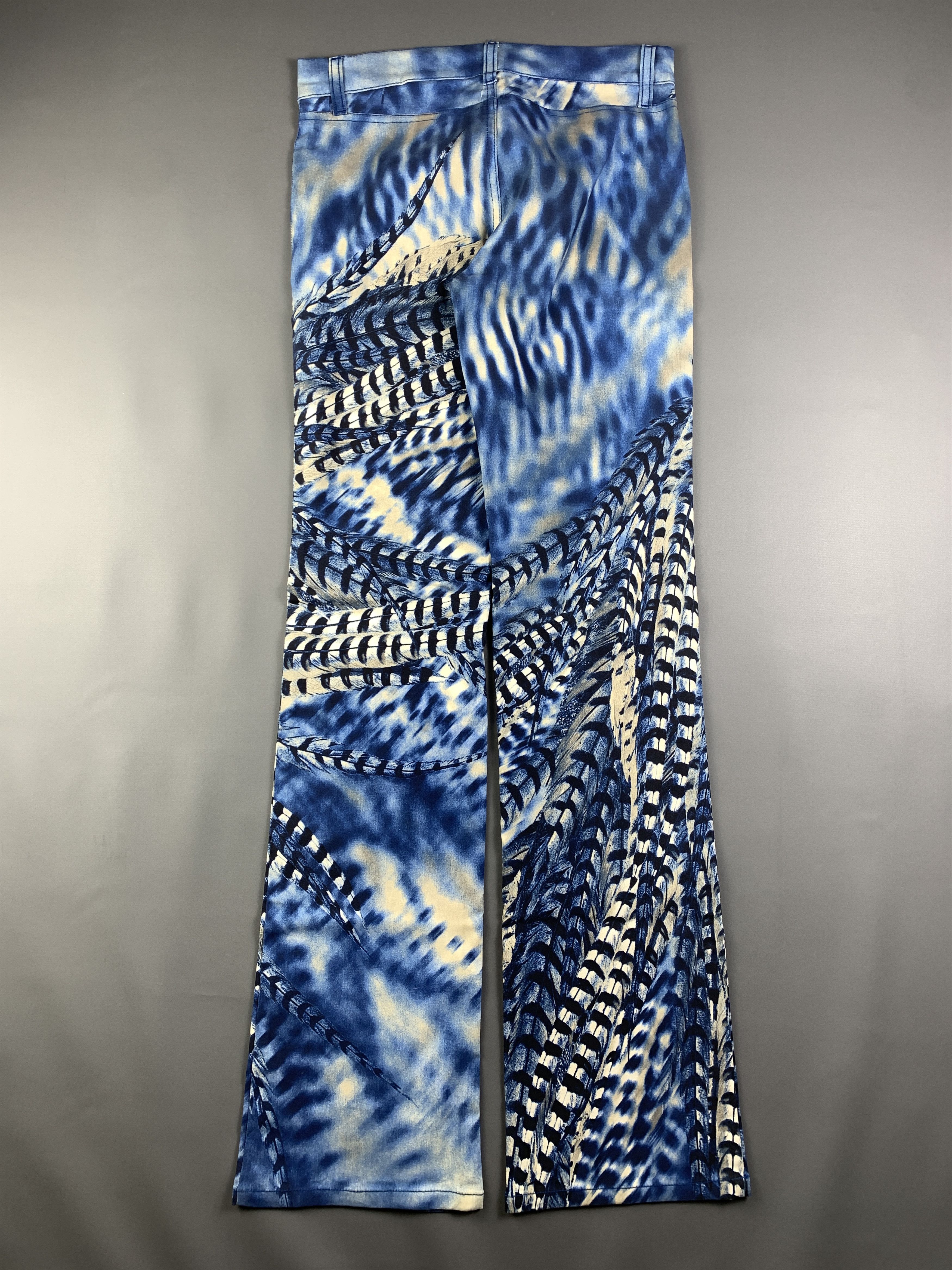 Japanese Brand bongo US Blue Peacock Printed Flare Pants (28 to 30) Size 28" / US 6 / IT 42 - 10 Thumbnail