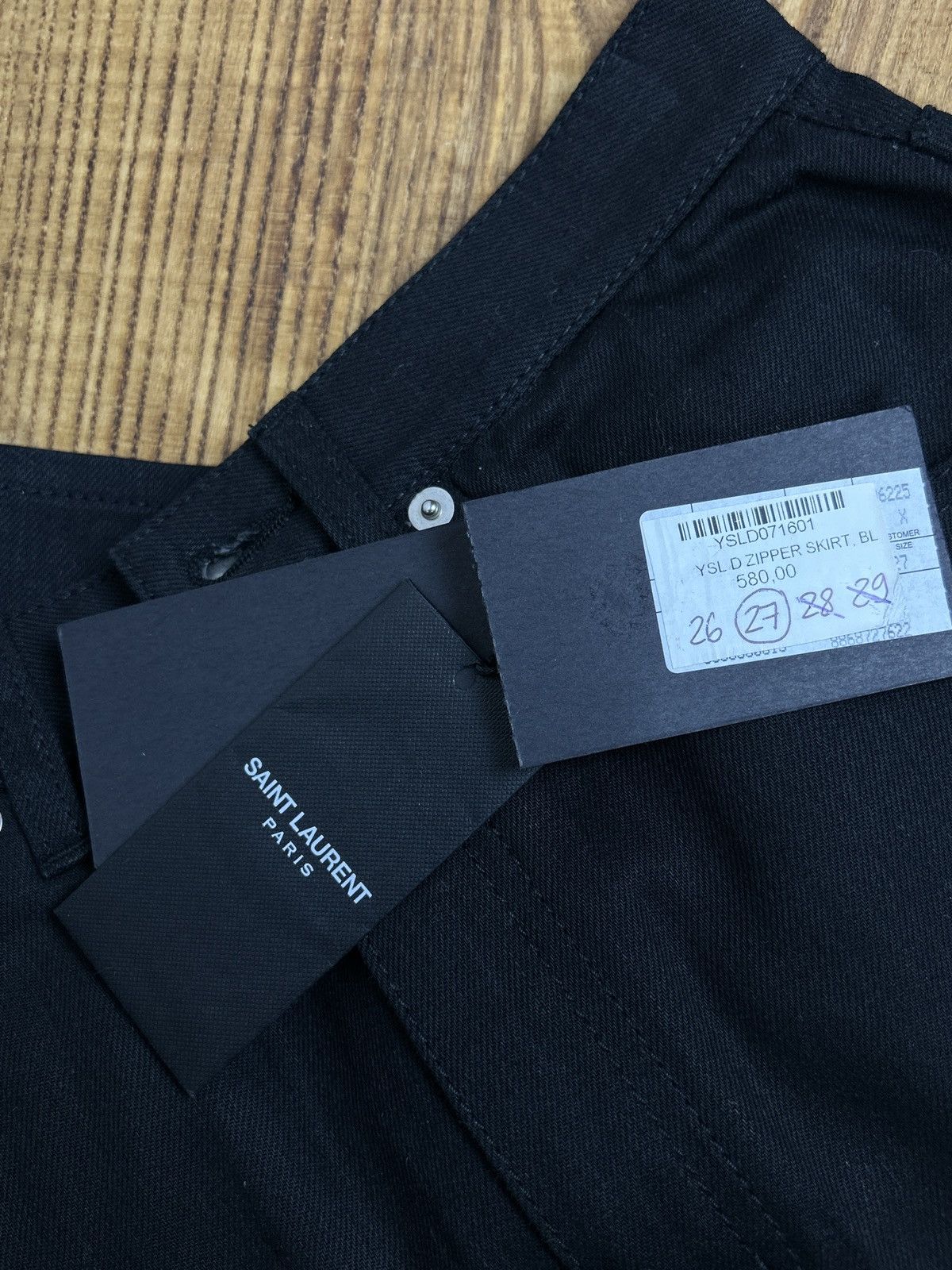 Saint Laurent Paris NWT Saint Laurent YSL Denim Zipper AW15 Skirt Hedi Black 27 Size 27" / US 4 / IT 40 - 10 Thumbnail