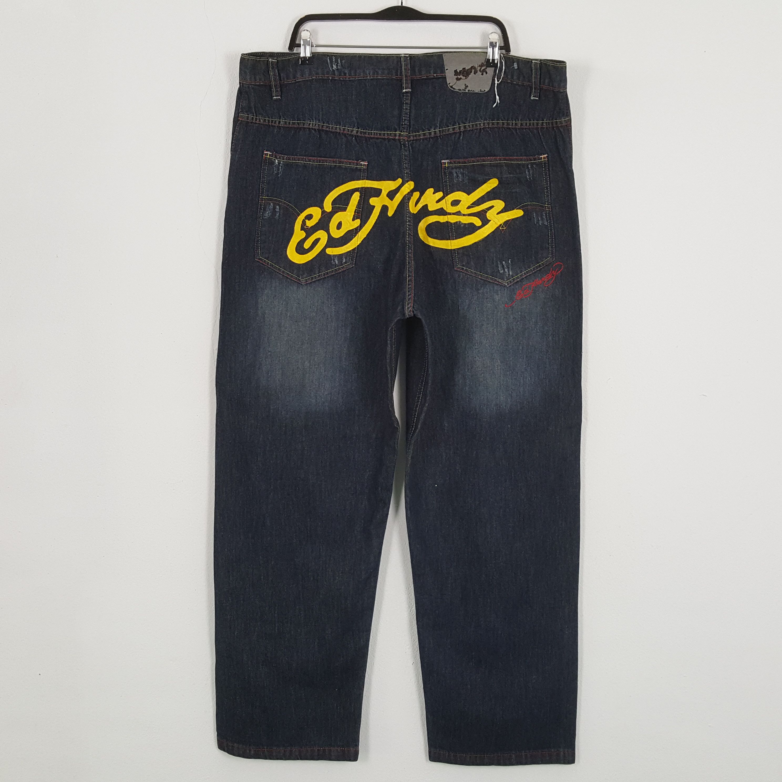 Christian Audigier × Ed Hardy × Vintage ED HARDY Fashion Designer Brand Custom Art Jeans Size US 43 - 1 Thumbnail