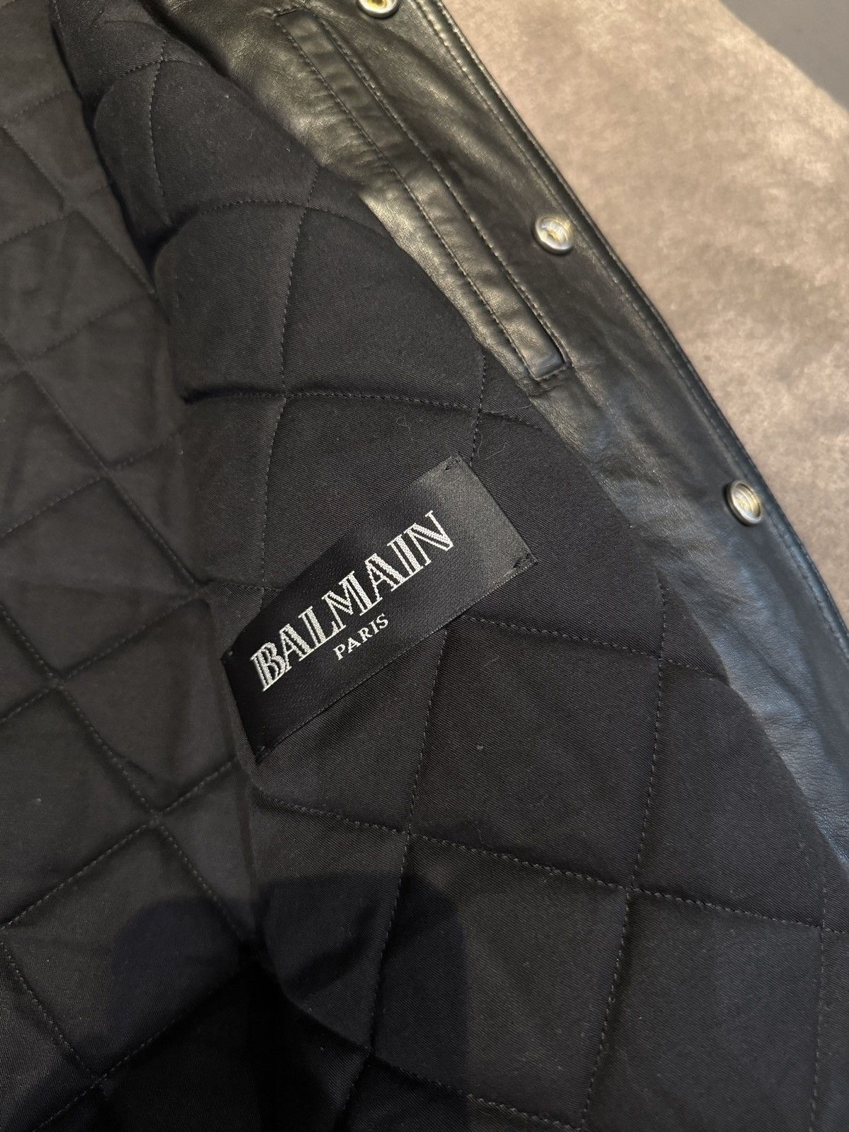 Balmain Balmain quilted leather velour varsity jacket Size US L / EU 52-54 / 3 - 13 Thumbnail