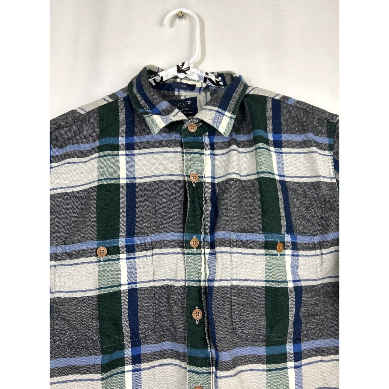 J.Crew J.CREW Shirt Mens Large Blue Plaid Flannel 100% Cotton Button-Up Slim Fit Long Sleeve Size US L / EU 52-54 / 3 - 3 Thumbnail