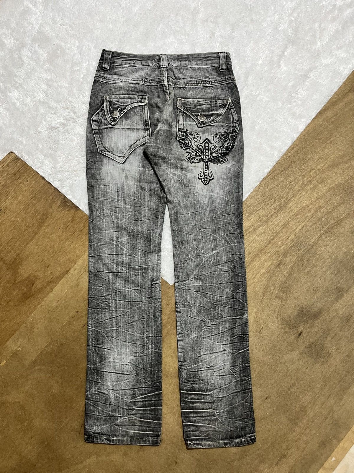 Other Blow By Blue Japanese Gothic Punk Zipper Washed Denim Jeans Size US 28 / EU 44 - 3 Thumbnail