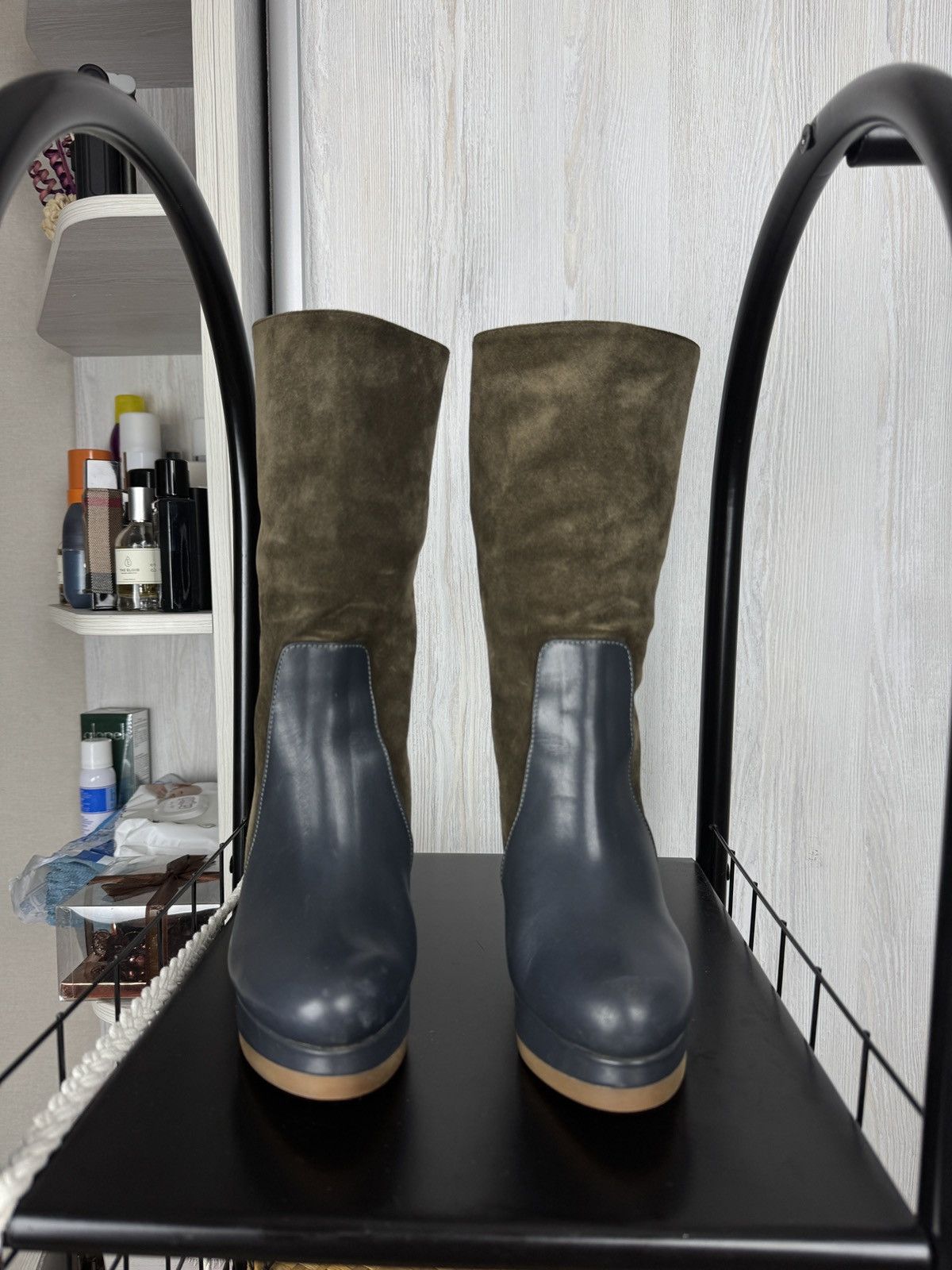 Jil Sander Jill Sander olive green suede and gray leather wedges Size US 6.5 / IT 36.5 - 5 Thumbnail