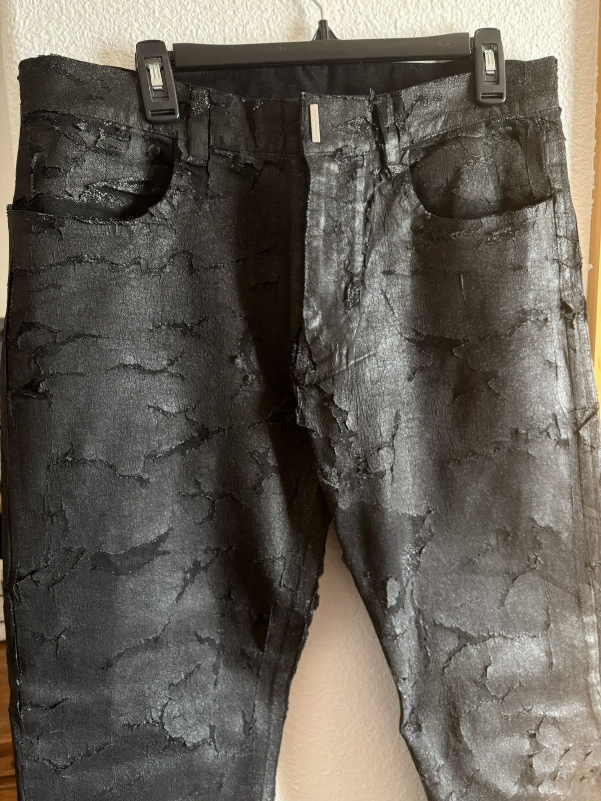 Givenchy GIVENCHY CRACKED SLIM FIT 5 POCKET TROUSERS Size US 34 / EU 50 - 6 Thumbnail