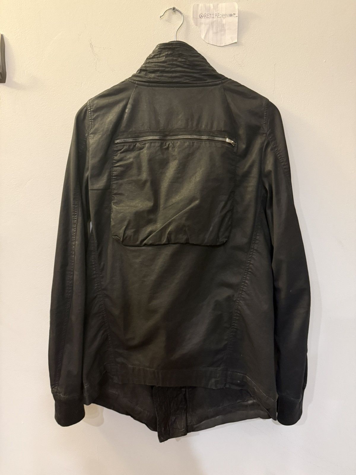 Rick Owens Rick Owens Asymmetric Draped Zip Jacket Black Coated Cotton Size US M / EU 48-50 / 2 - 2 Thumbnail