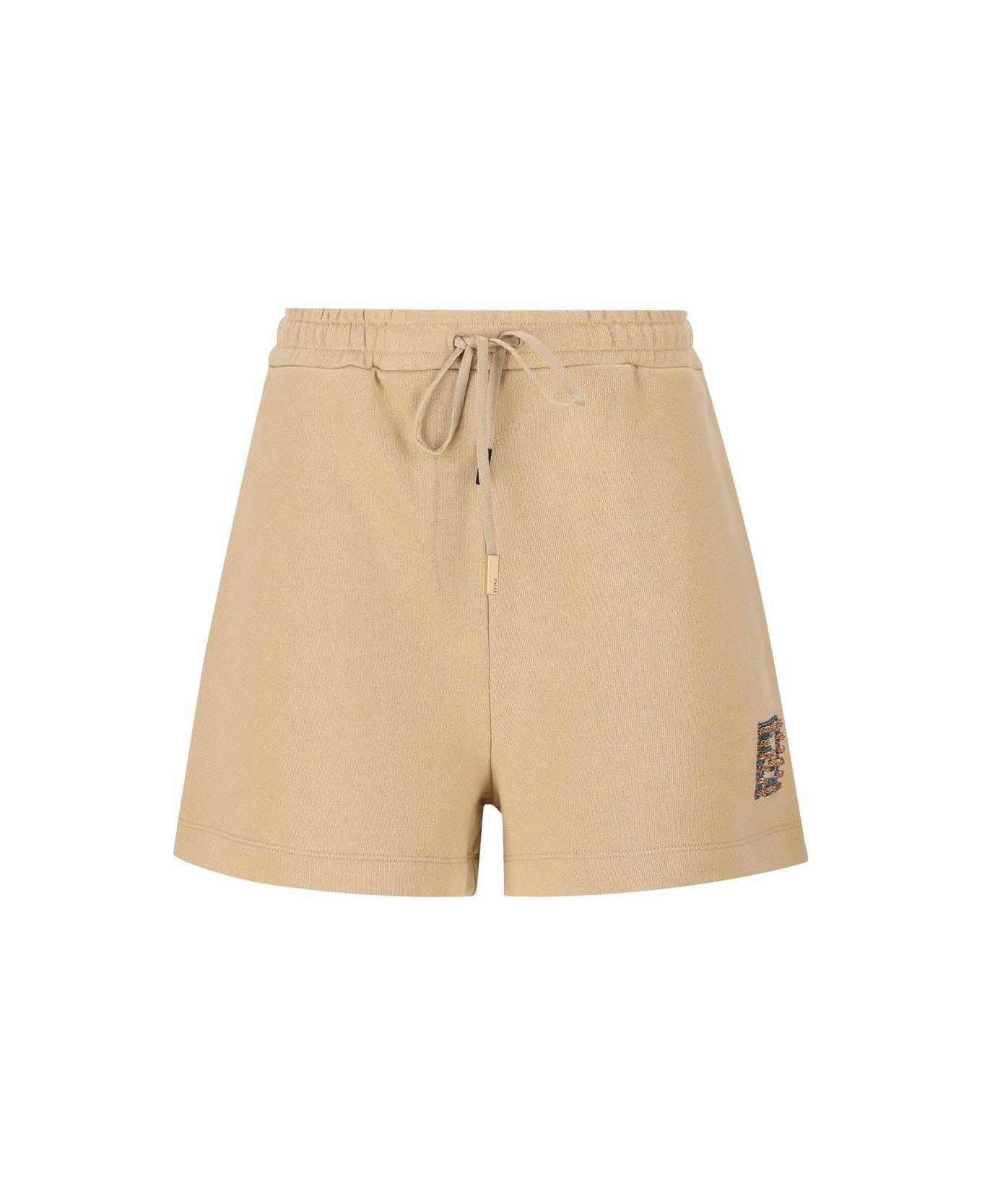 Fendi o1loc1c1225 Sequin Embellished Drawstring Shorts in Beige Size 27" / US 4 / IT 40 - 1 Thumbnail