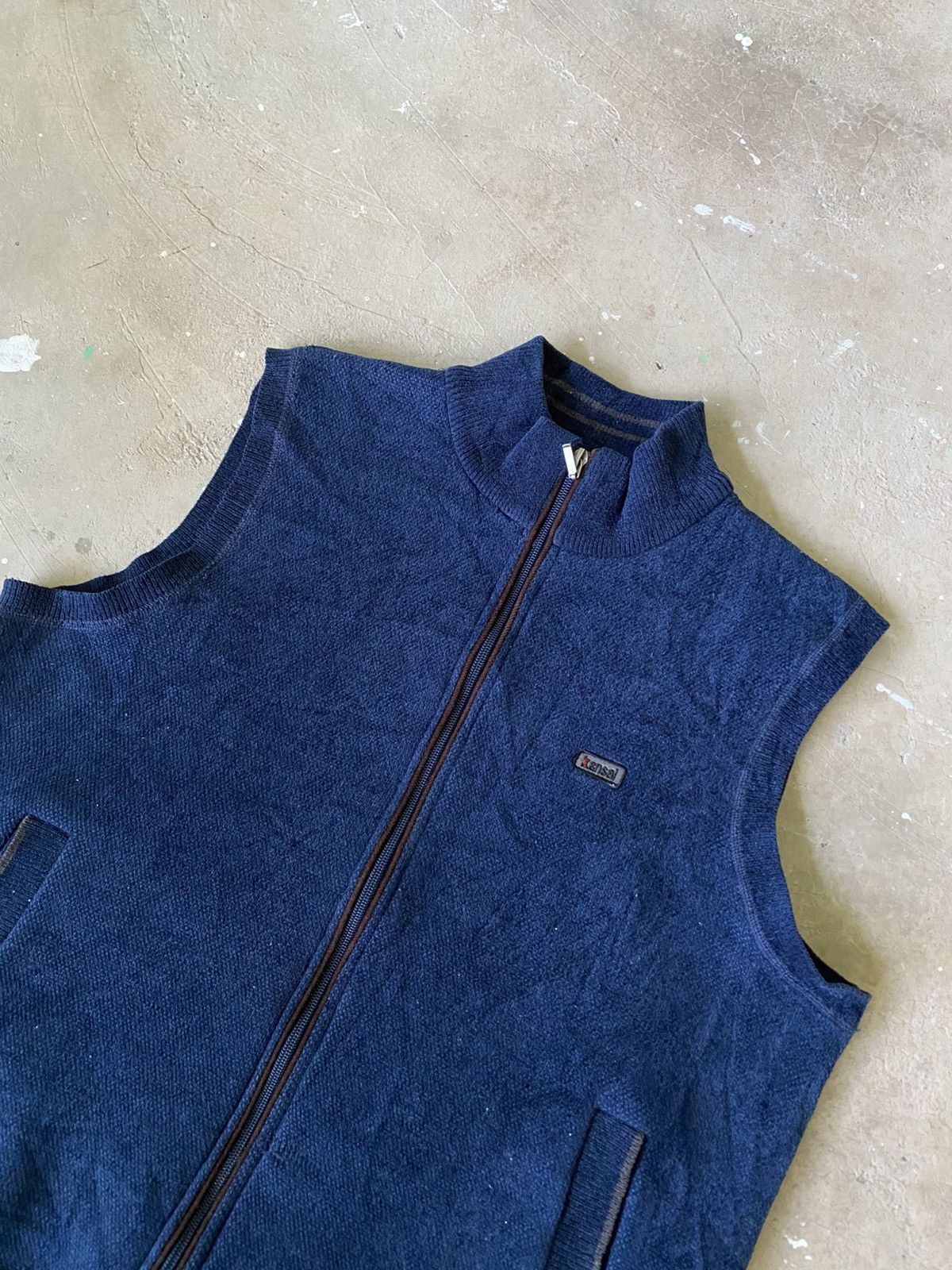 Kansai Yamamoto Kansai Fleece Lined Zip Vest Navy Minimal Y2K Japan Size US M / EU 48-50 / 2 - 2 Thumbnail