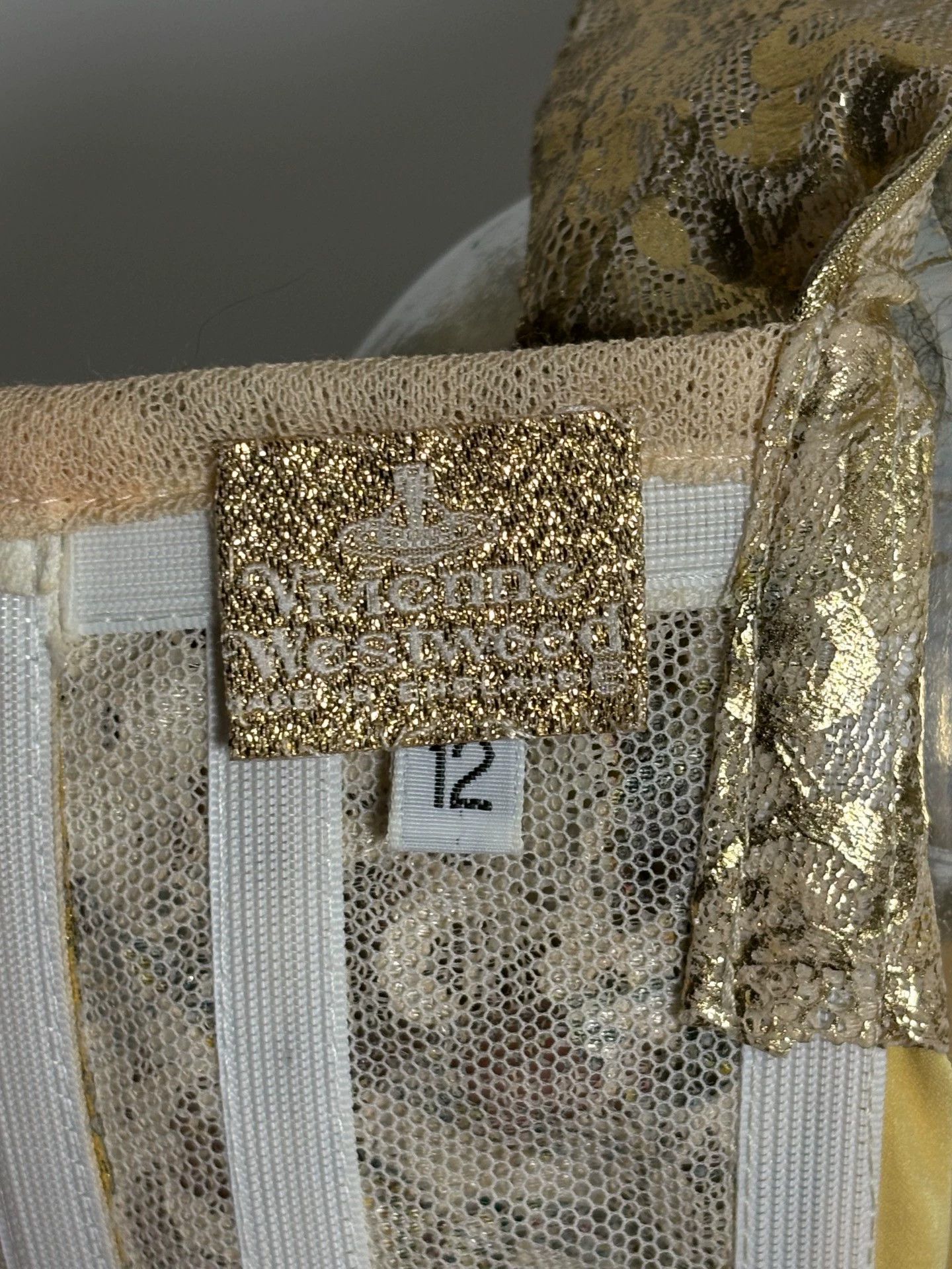 Vivienne Westwood Vivienne Westwood Vintage 90s Gold Foil Lace Corset Size XL / US 12-14 / IT 48-50 - 6 Thumbnail