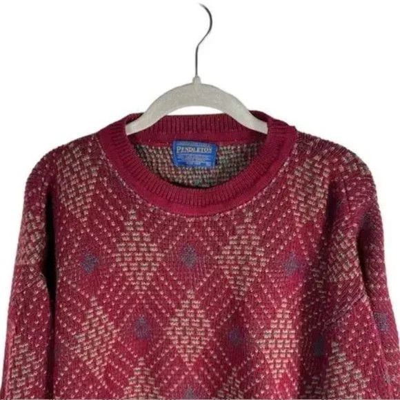 Designer × Pendleton × Vintage Vintage Pendleton Red Geometric Pattern Virgin Wool Sweater Size XL / US 12-14 / IT 48-50 - 2 Thumbnail
