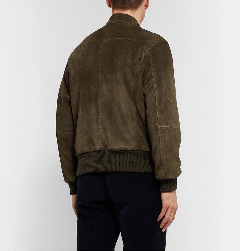 Thom Sweeney Incredible Olive Green/Brown Leather Suede Bomber Jacket Size US L / EU 52-54 / 3 - 13 Thumbnail