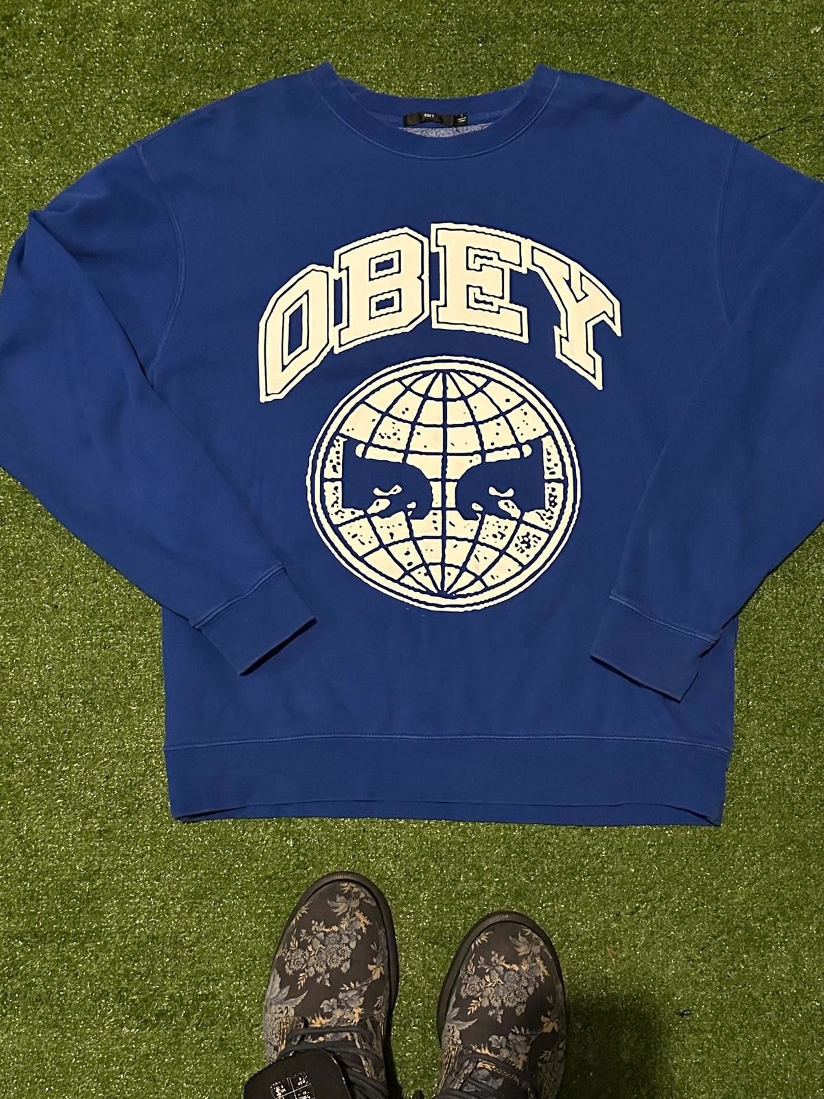 Obey Obey Blue Graphic Sweatshirt Size ONE SIZE - 5 Thumbnail