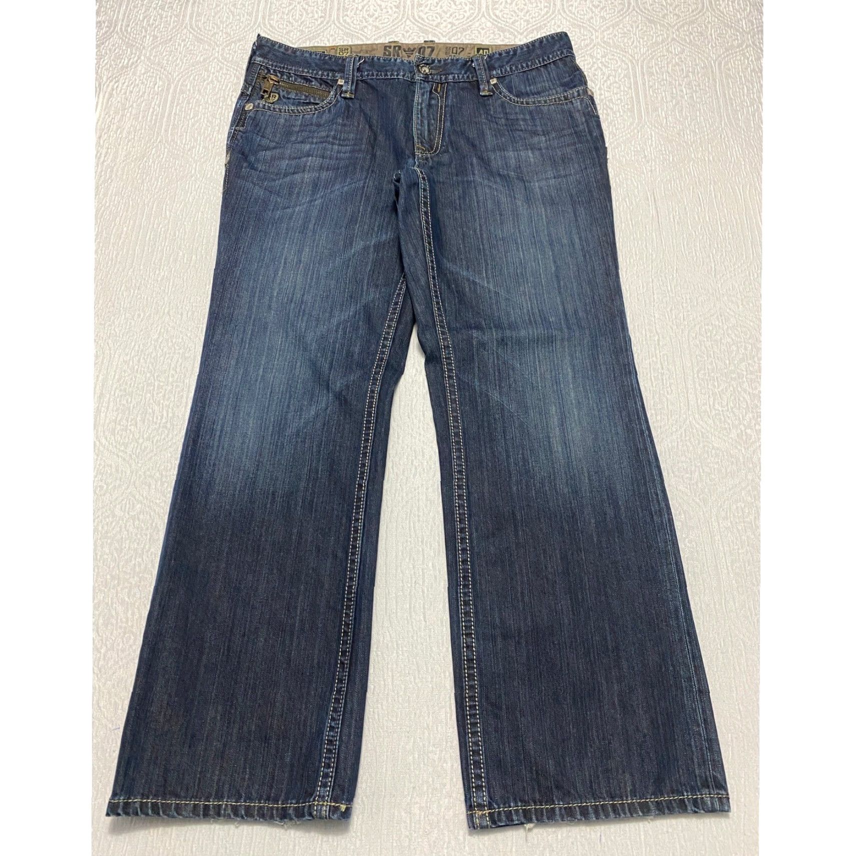 Vintage SR 07 Start Revolution Bootcut Jeans Men's Size 40×31 Blue Denim Distressed Pockets 5-Pocket Zipper Button Classic Fit Size US 40 / EU 56 - 4 Thumbnail