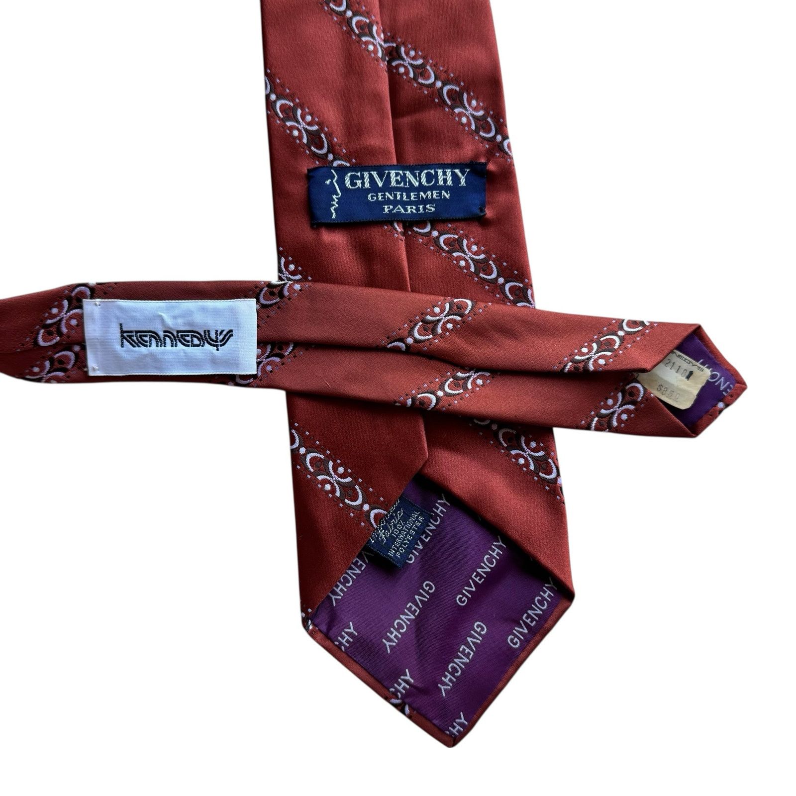 Givenchy Vintage *NEW* GIVENCHY Orange & Brown Midcentury Tie Poly Size ONE SIZE - 4 Thumbnail