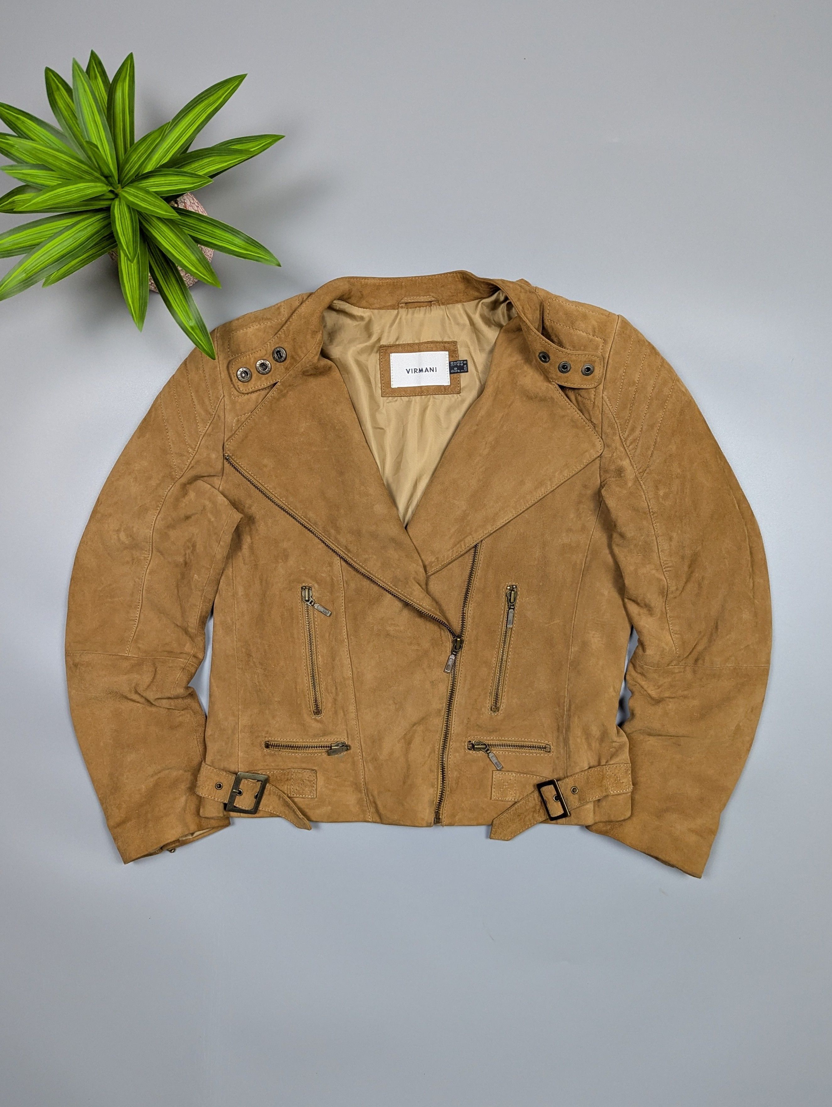 Vintage VIRMANI Women's Vintage Leather Brown Biker Cowboy Jacket Size M / US 6-8 / IT 42-44 - 1 Thumbnail