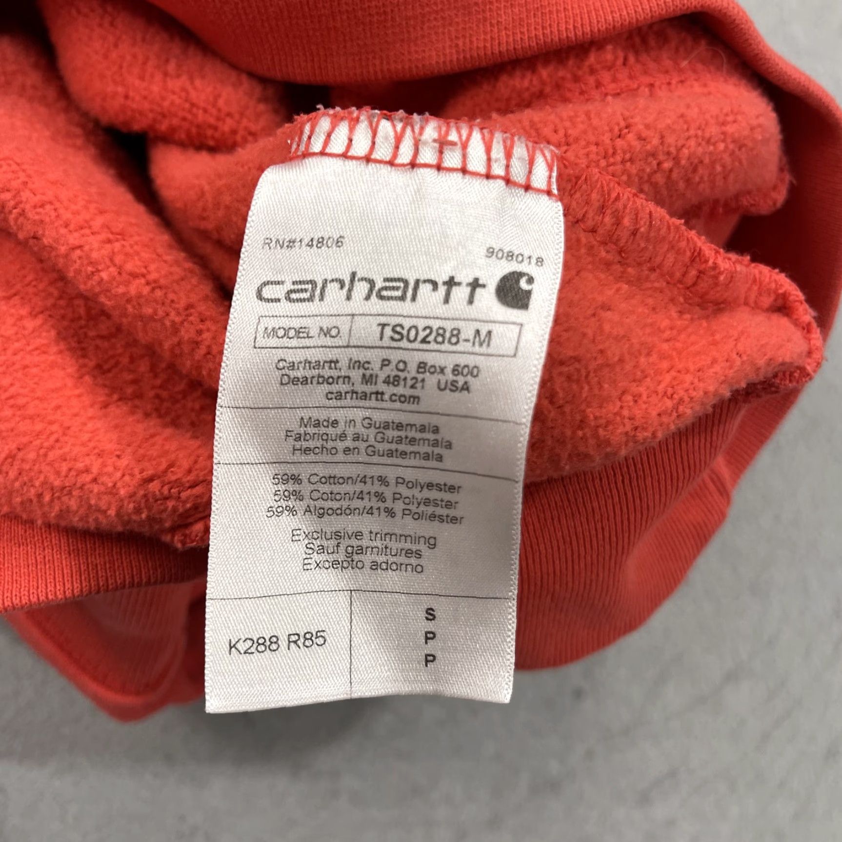 Carhartt Carhartt Hoodie Mens Small Orange Pink Loose Midweight Sweatshirt Workwear K288 Size US S / EU 44-46 / 1 - 6 Thumbnail