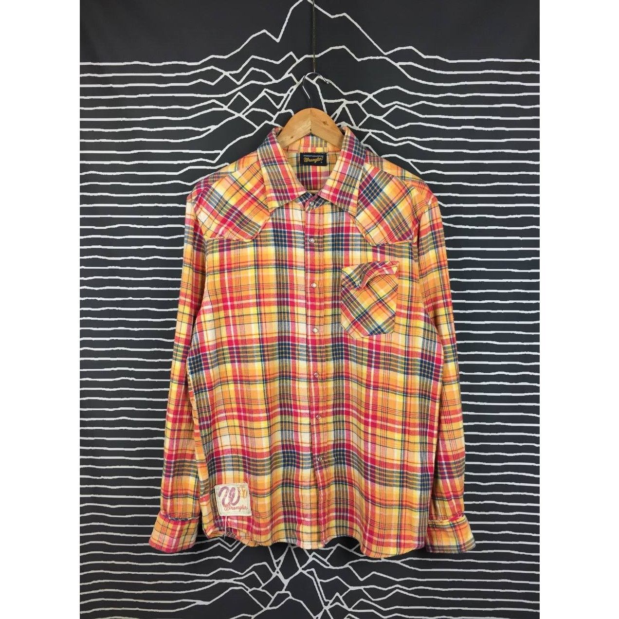 Flannel × Vintage × Wrangler Vtg Wrangler Western Snap Button Plaid Flannel Shirt Size US L / EU 52-54 / 3 - 2 Thumbnail