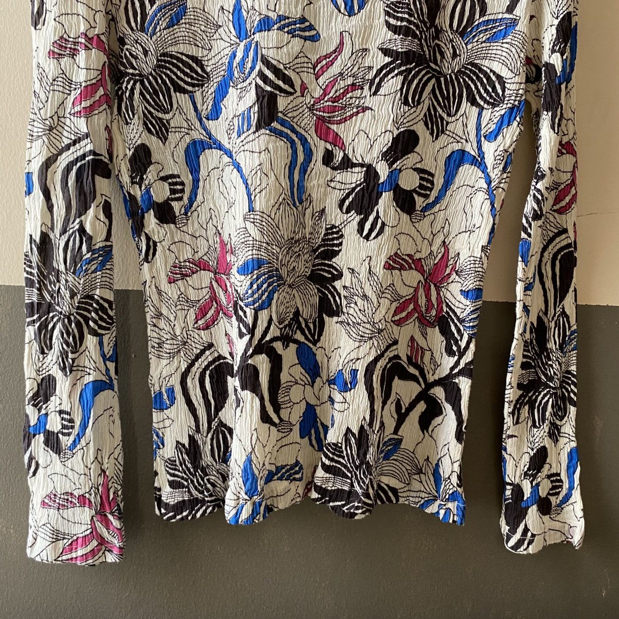 Tsumori Chisato TSUMORI CHISATO White Crinkled Floral Pleated Shirt Size XS / US 0-2 / IT 36-38 - 7 Thumbnail