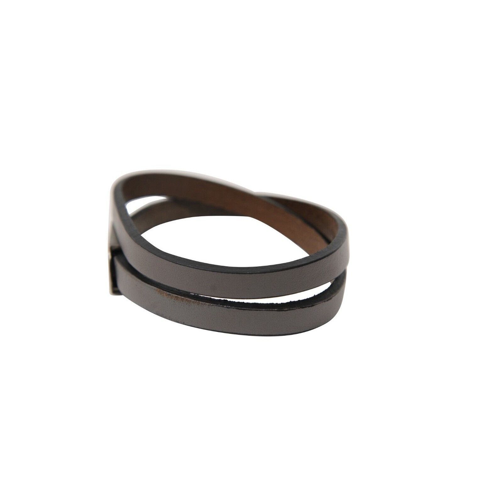 Fendi Double Wrap Bracelet Grey Leather Wristlet Adjustable Size ONE SIZE - 4 Thumbnail