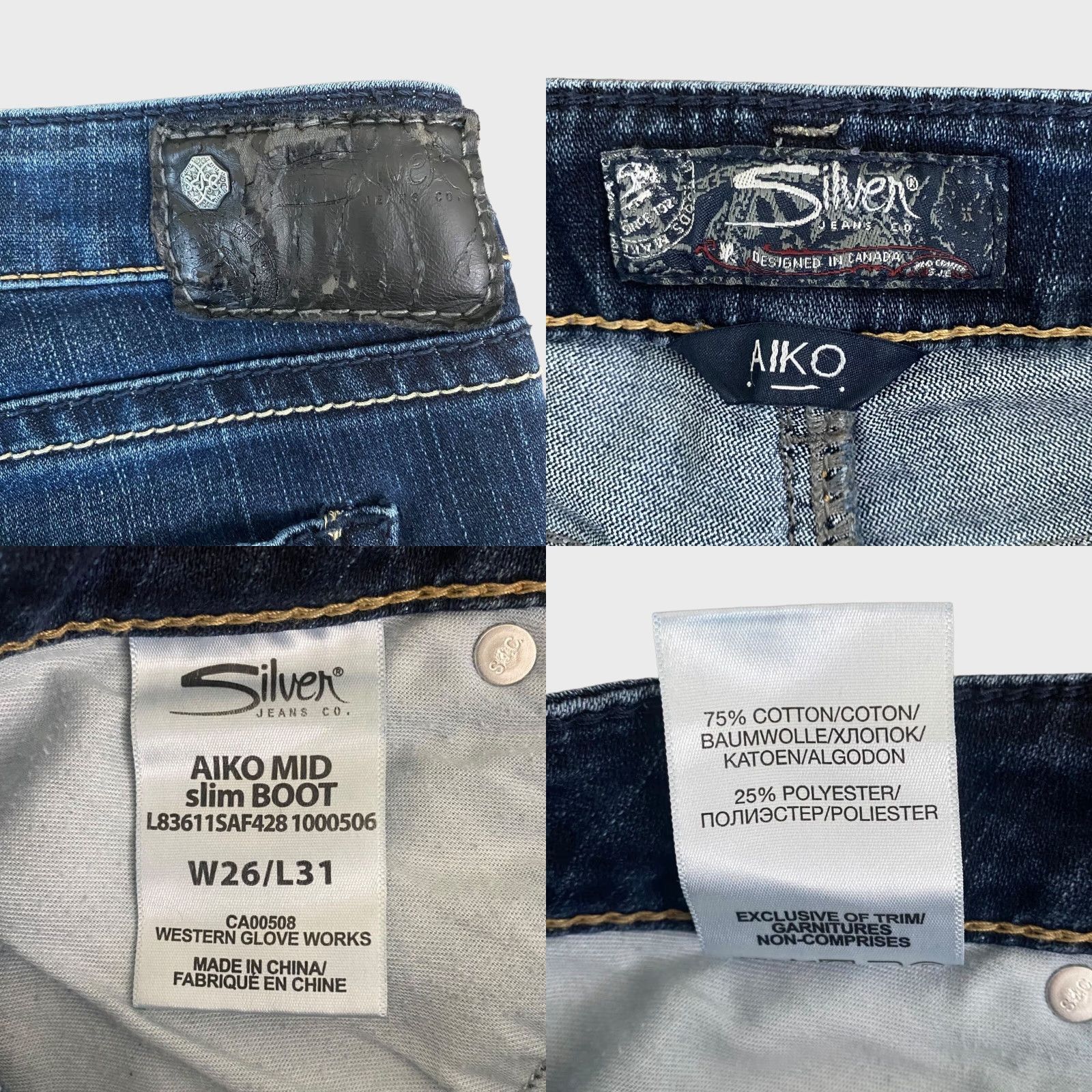 Silver Jeans Co. Silver Jeans Co. Aiko Jeans Women's 26X31 Blue Denim Bootcut Low-Rise Mid-Slim Size 26" / US 2 / IT 38 - 8 Thumbnail