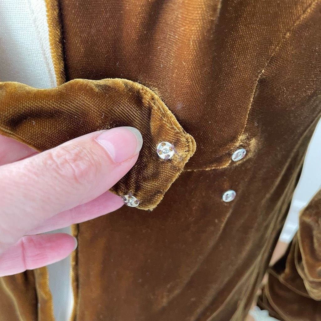 Vintage Vintage 70s Brown Velvet Maxi Dress Lace Collar Cuff XS Size XS / US 0-2 / IT 36-38 - 8 Thumbnail