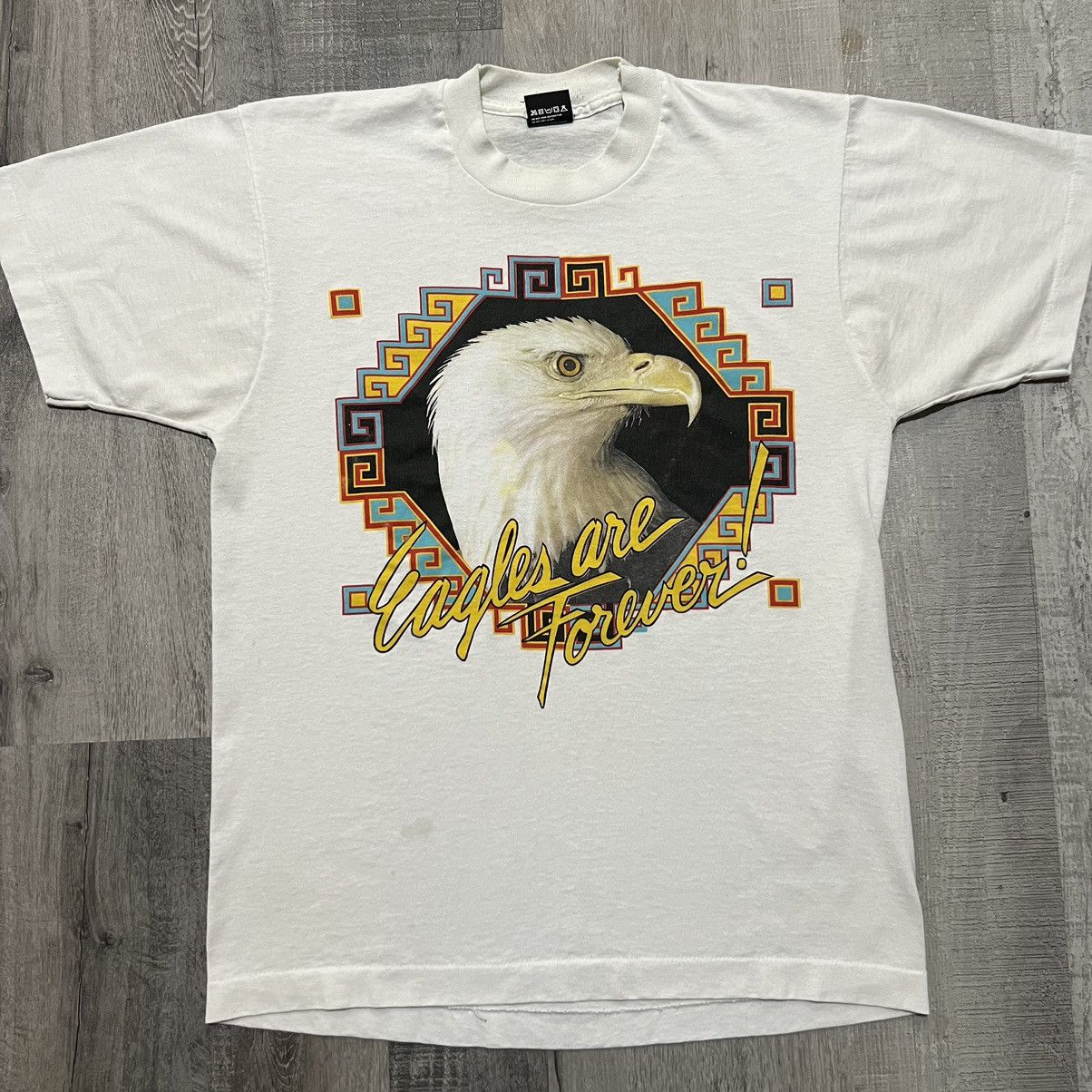 Vintage VTG Eagles Are Forever 90s Navajo Biker Script USA Shirt Size US L / EU 52-54 / 3 - 1 Thumbnail