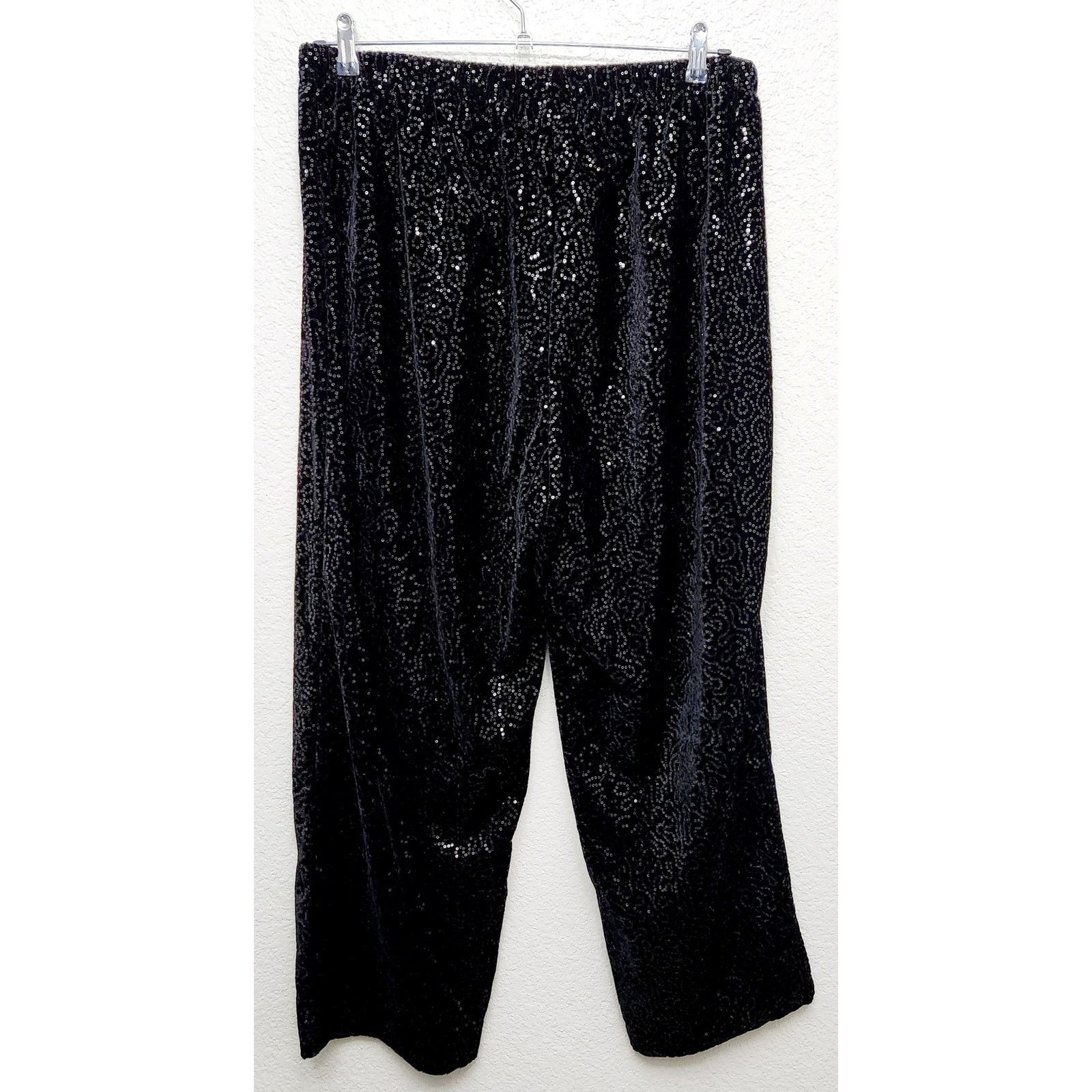 Other Roaman's Blue Sequin Pull On Dress Pants 1X Plus Flowy Size 34" / US 12 / IT 48 - 3 Thumbnail