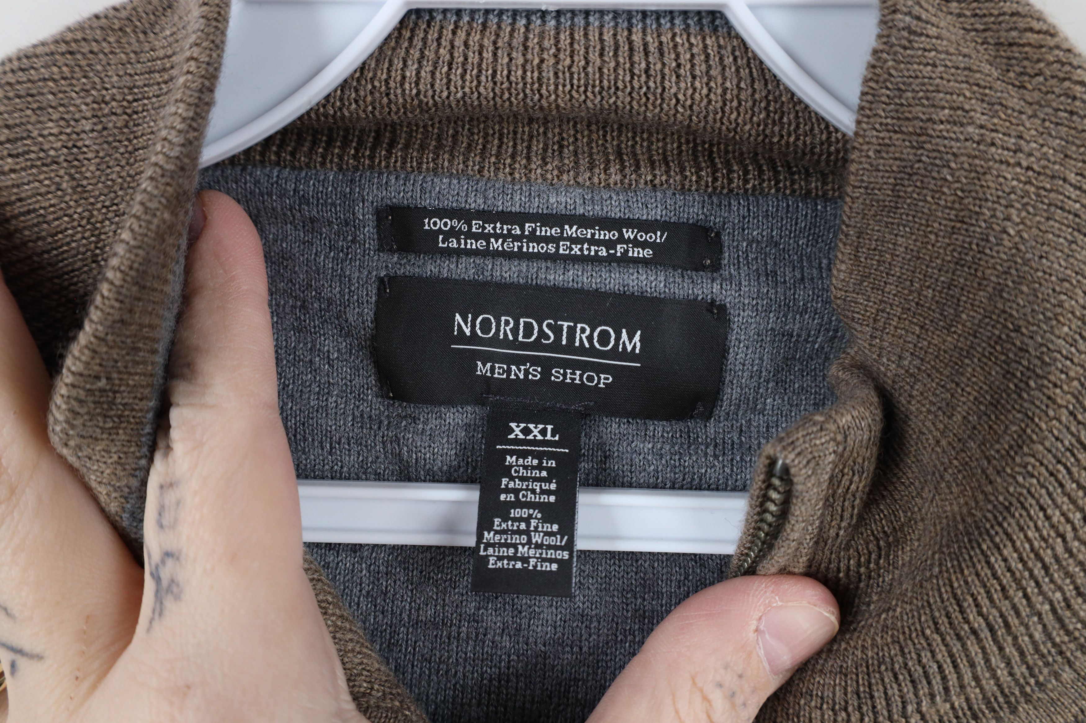 Vintage Vintage Y2K Nordstrom Fine Merino Wool Knit Half Zip Sweater Size US XXL / EU 58 / 5 - 7 Thumbnail