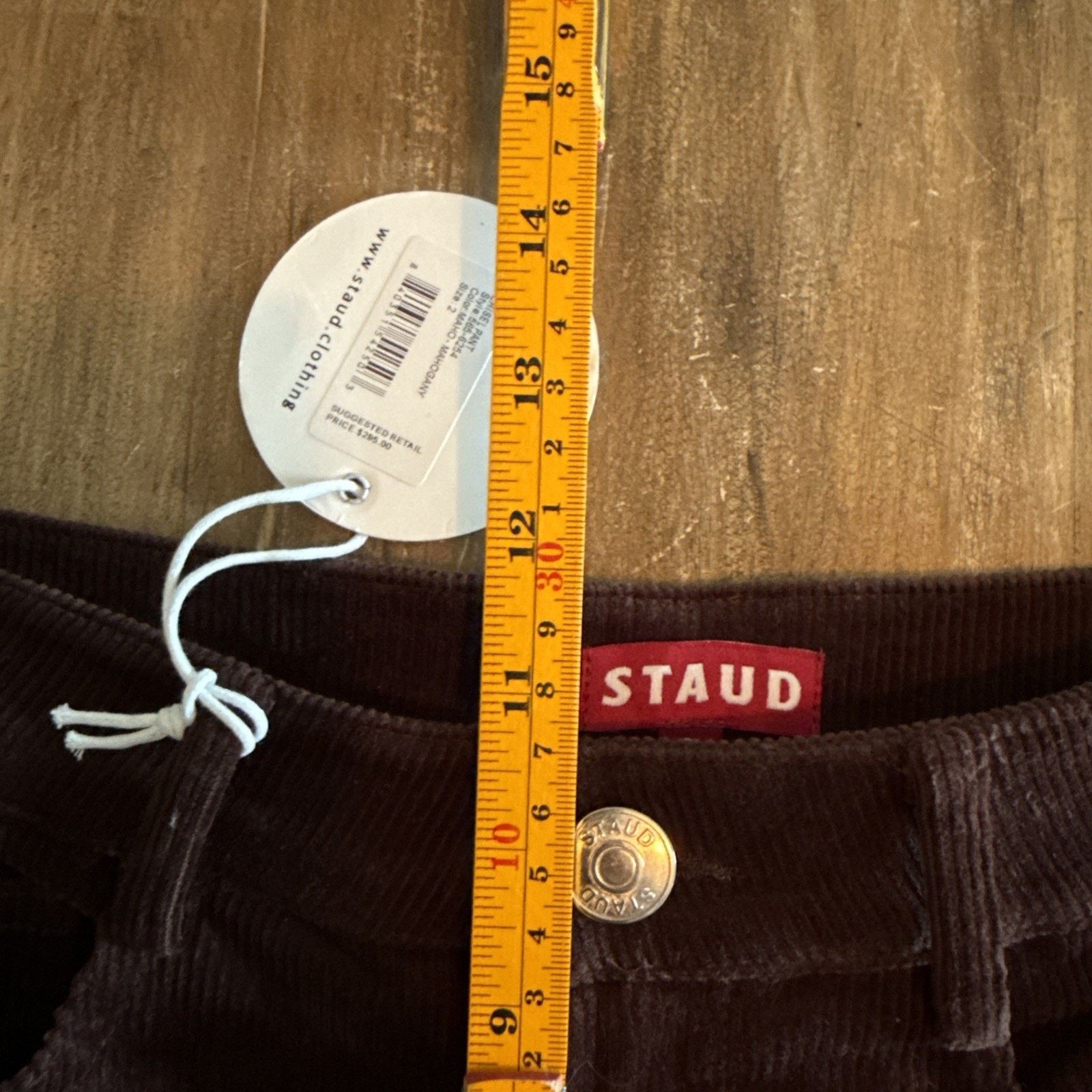 Staud STAUD Women Chisel Corduroy Pants Mahogany Straight HighRise Size 26" / US 2 / IT 38 - 7 Thumbnail